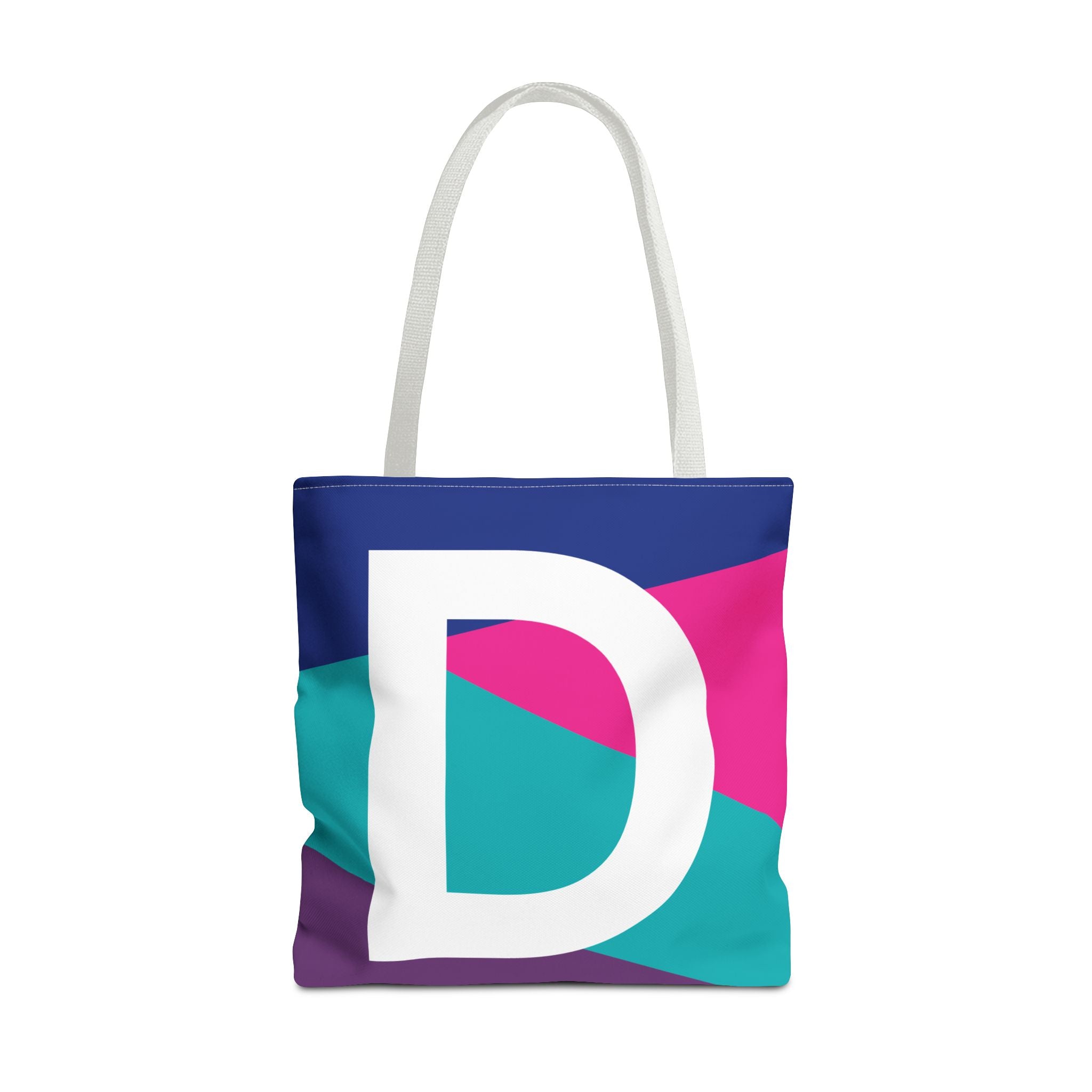 Monogram 'D' Colorblock Tote Bag — Personalized Initial D Shoulder Tote
