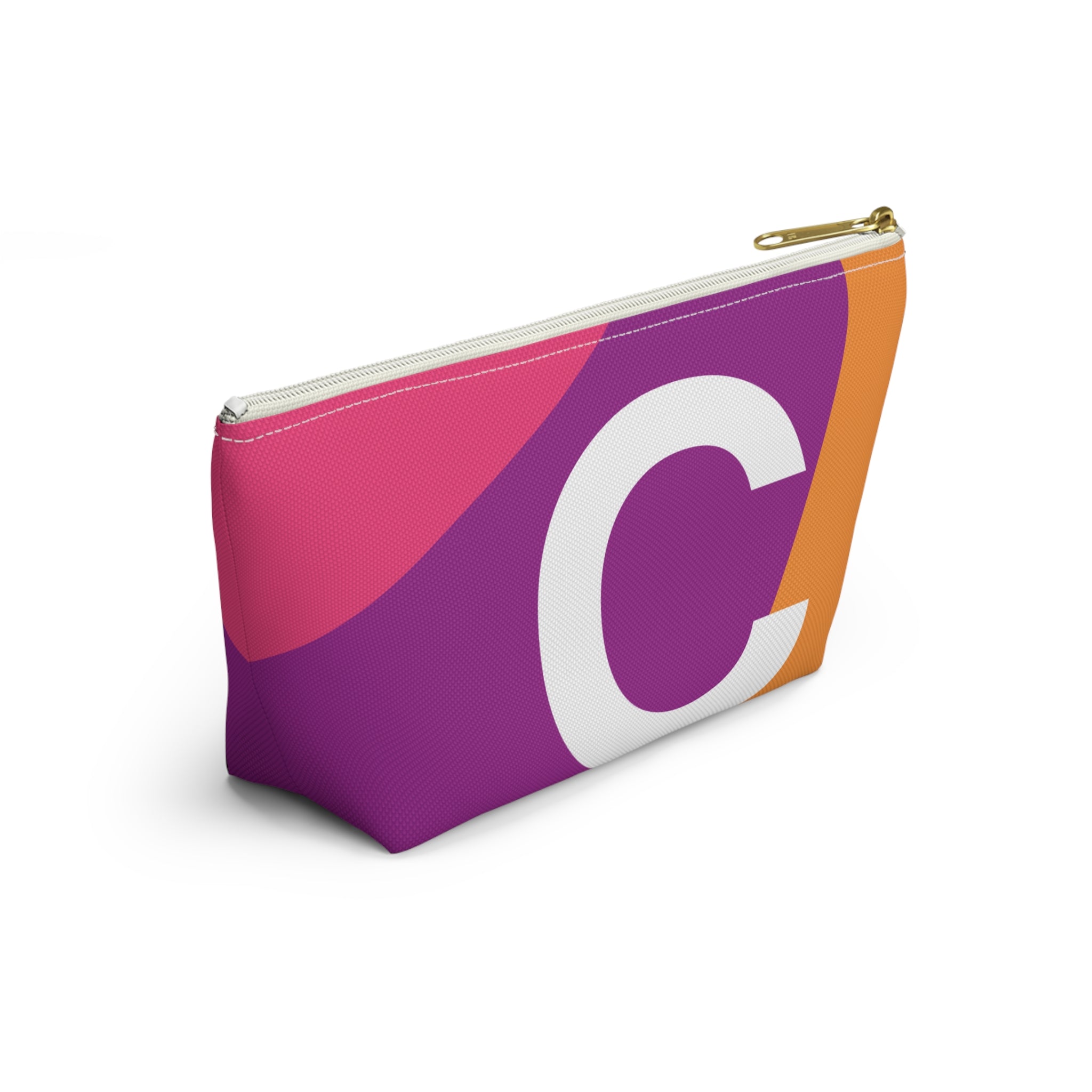 Initials Colorblock Accessory Pouch — Monogram C T-Bottom Cosmetic Bag