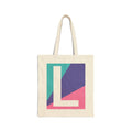 Initial L Colorblock Canvas Tote Bag — Monogram Letter L Reusable Grocery Tote