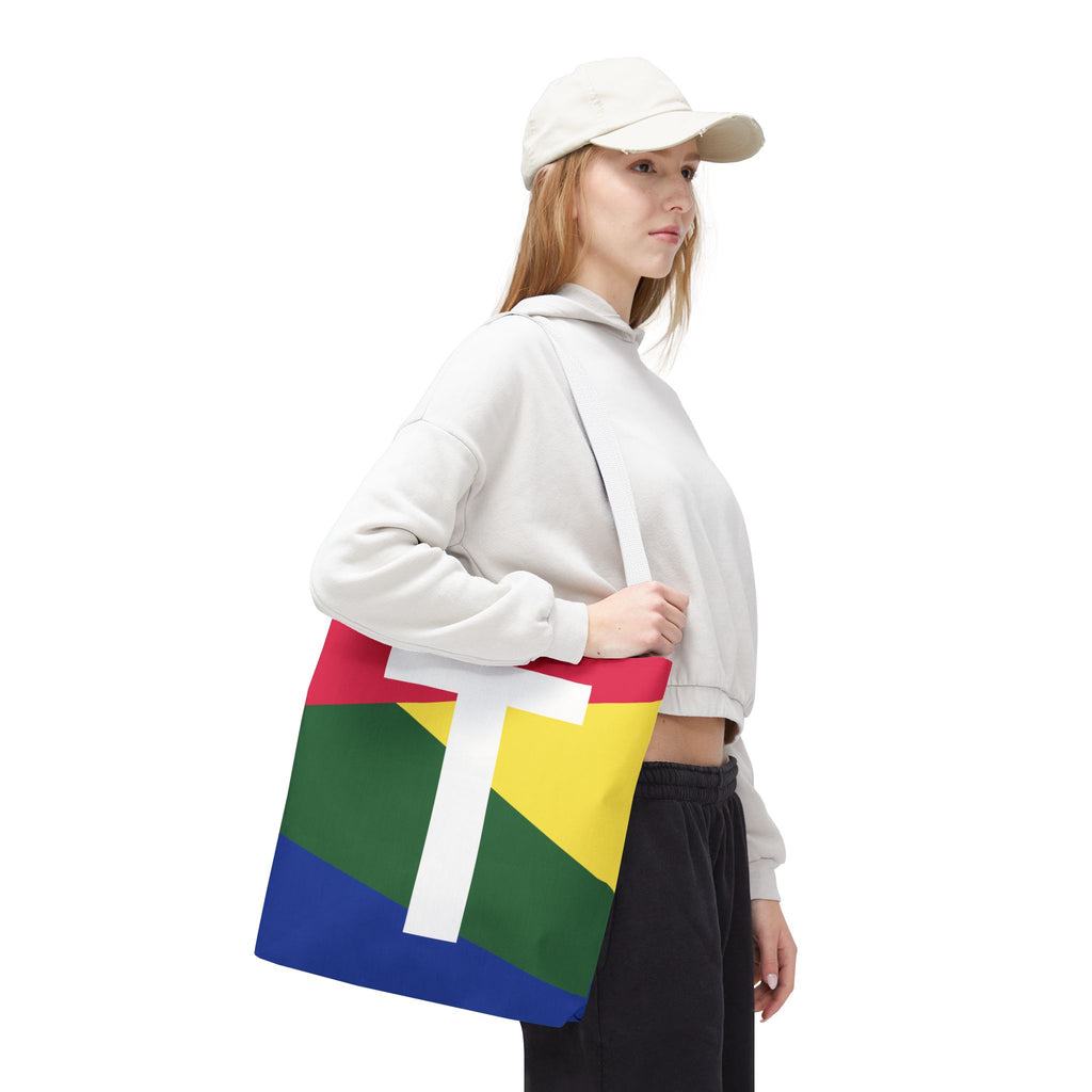 Monogram 'T' Colorblock Tote Bag — Personalized Initial T Shoulder Tote
