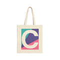 Initial C Colorblock Canvas Tote Bag — Monogram Letter C Reusable Grocery Tote