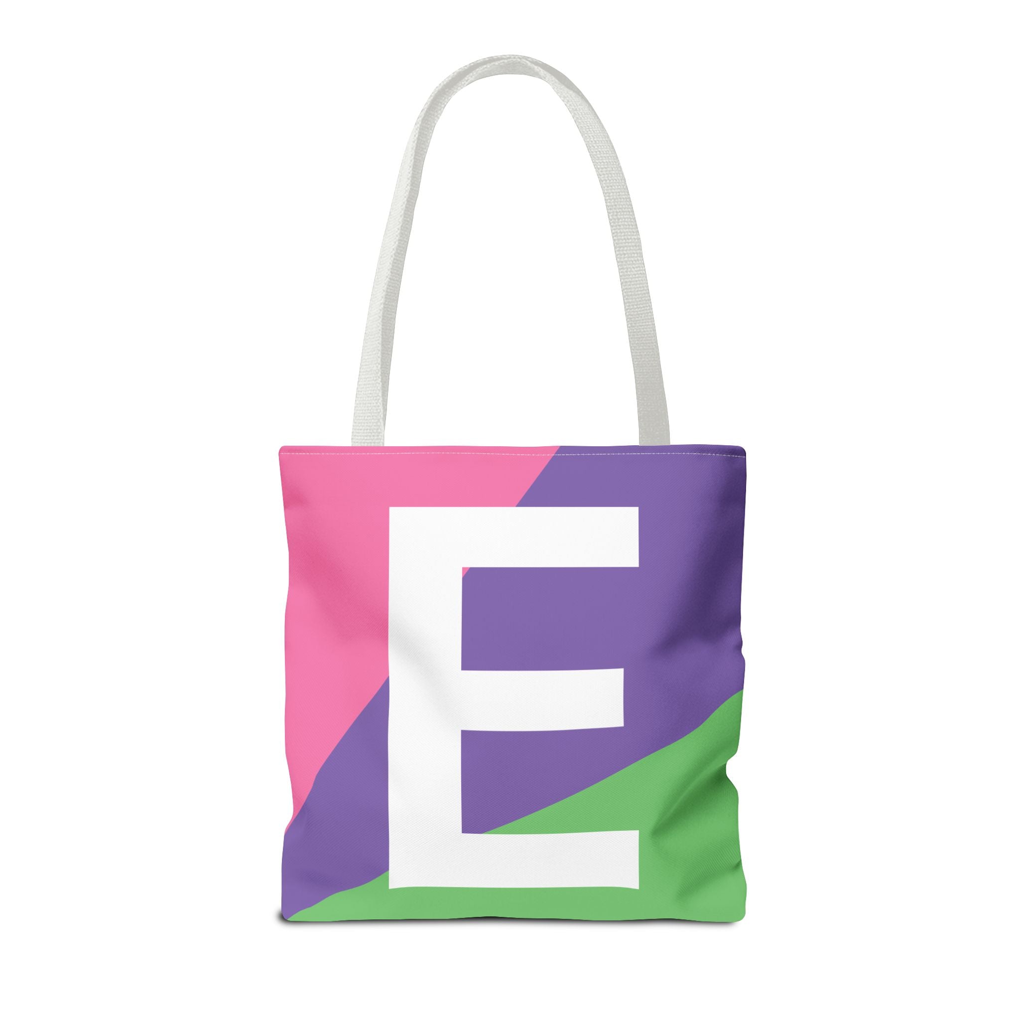 Monogram 'E' Colorblock Tote Bag — Personalized Initial E Shoulder Tote