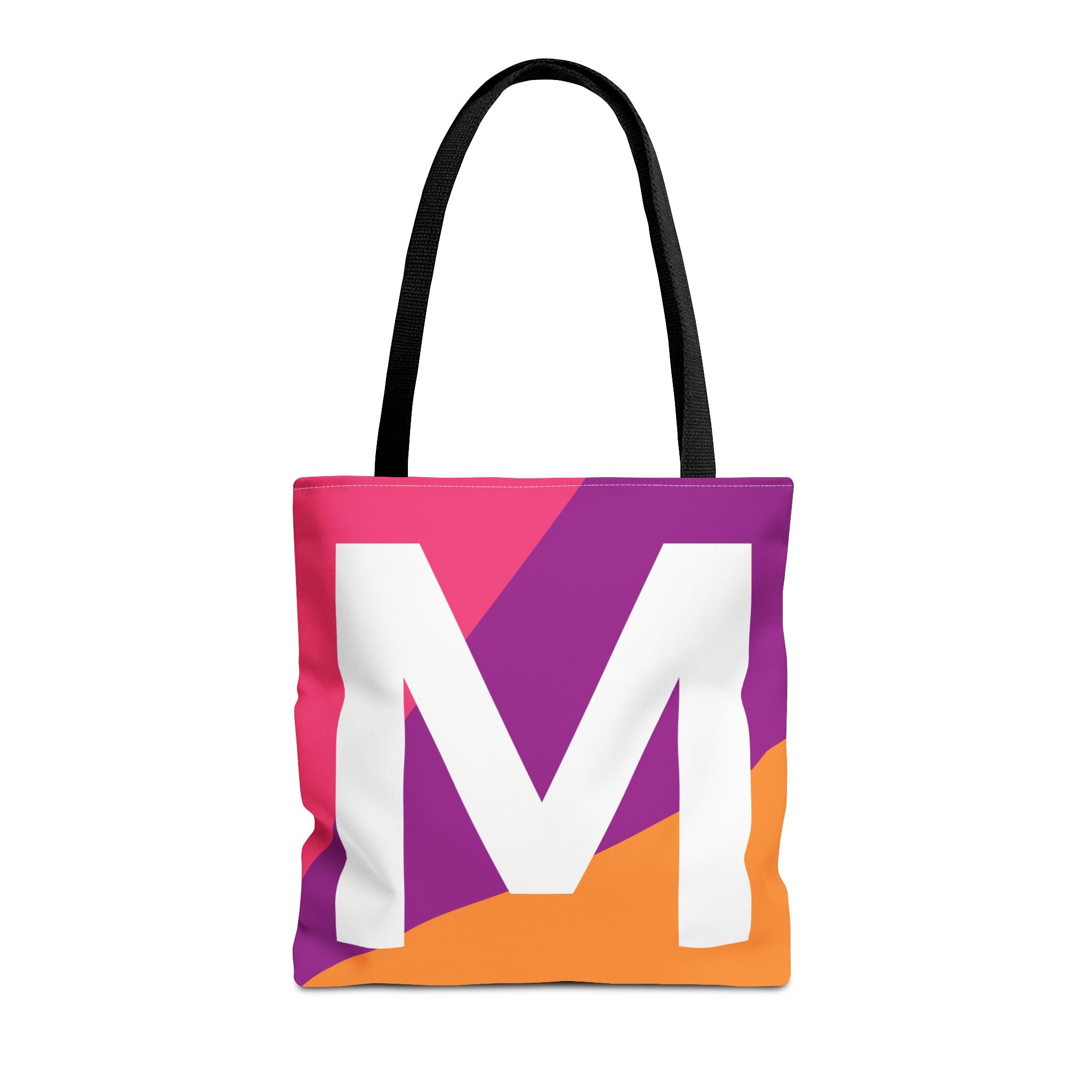 Monogram 'M' Colorblock Tote Bag — Personalized Initial M Shoulder Tote