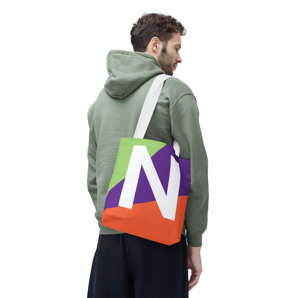 Monogram 'N' Colorblock Tote Bag — Personalized Initial N Shoulder Tote
