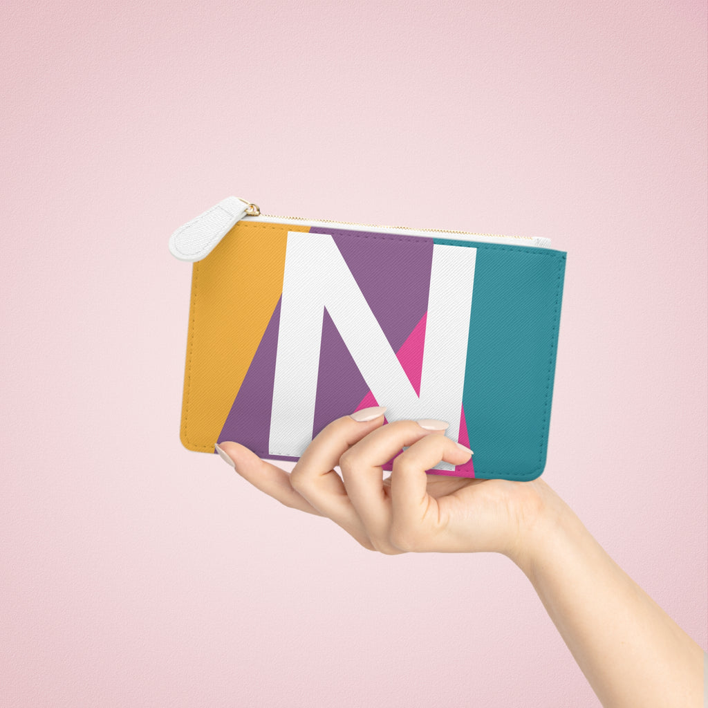 Initial N Mini Clutch — Colorblock Monogram Wristlet Wallet