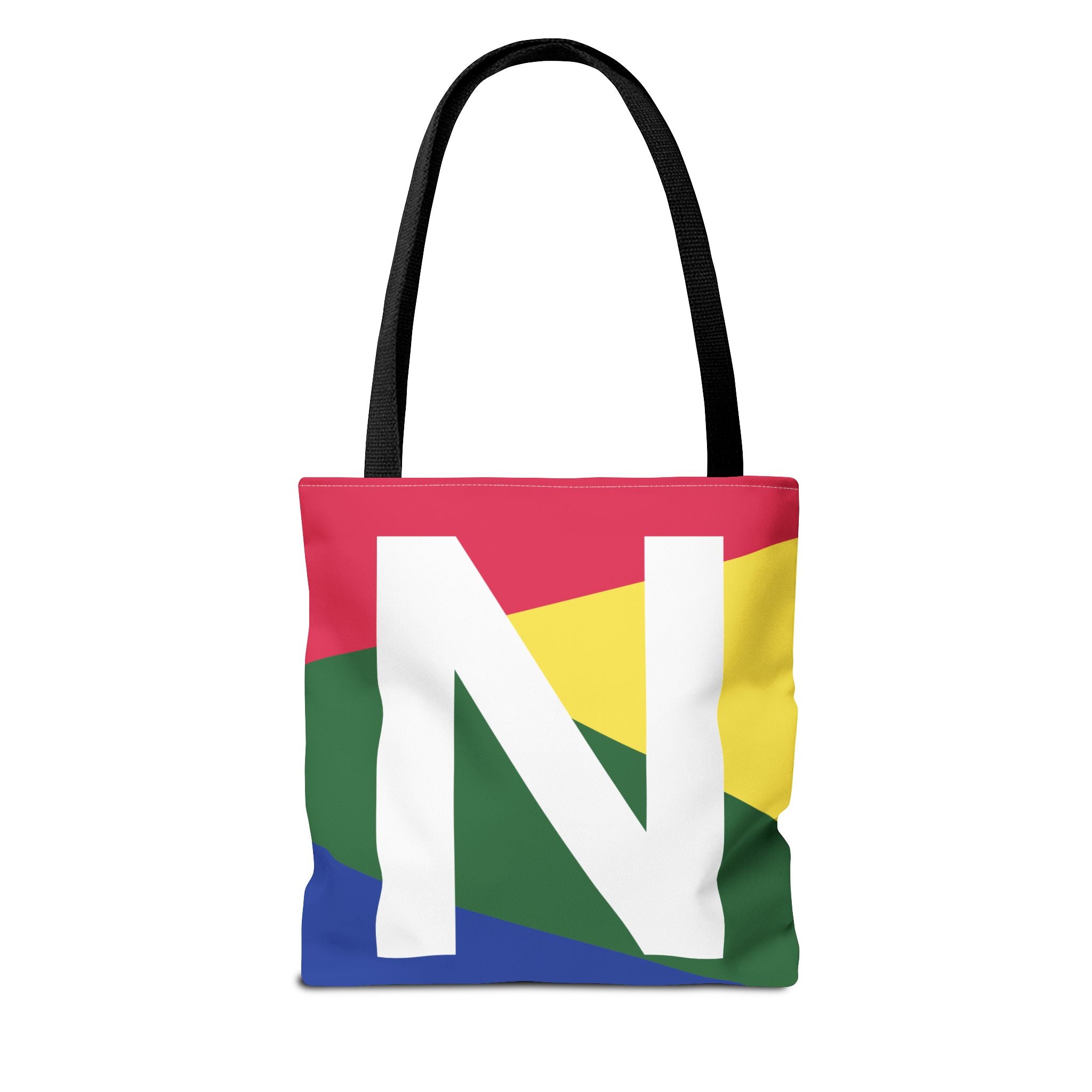 Monogram 'N' Colorblock Tote Bag — Personalized Initial N Shoulder Tote