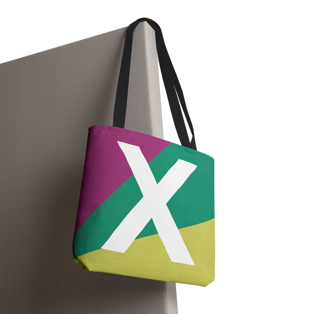 Monogram 'X' Colorblock Tote Bag — Personalized Initial X Shoulder Tote