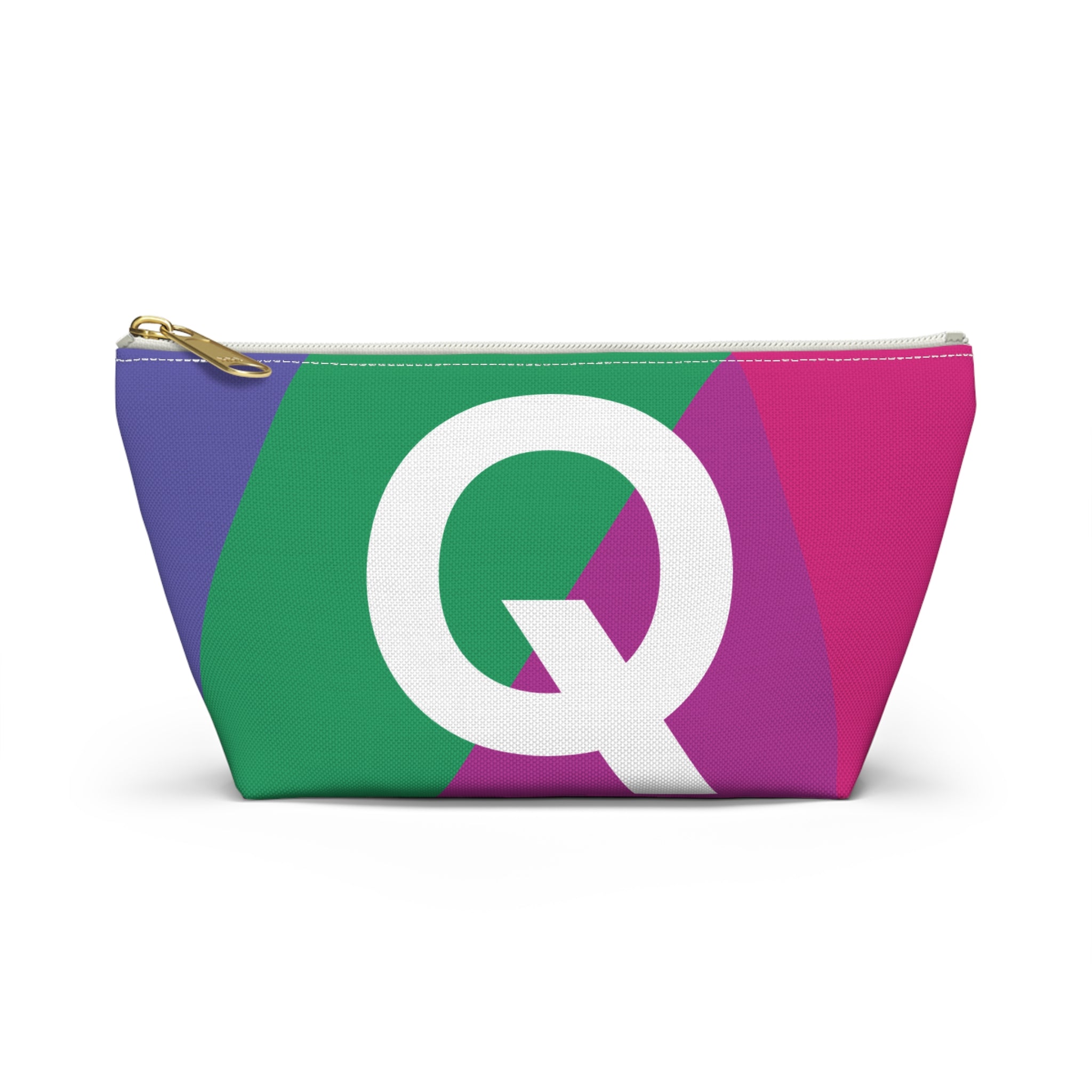 Initials Colorblock Accessory Pouch — Monogram Q T-Bottom Cosmetic Bag