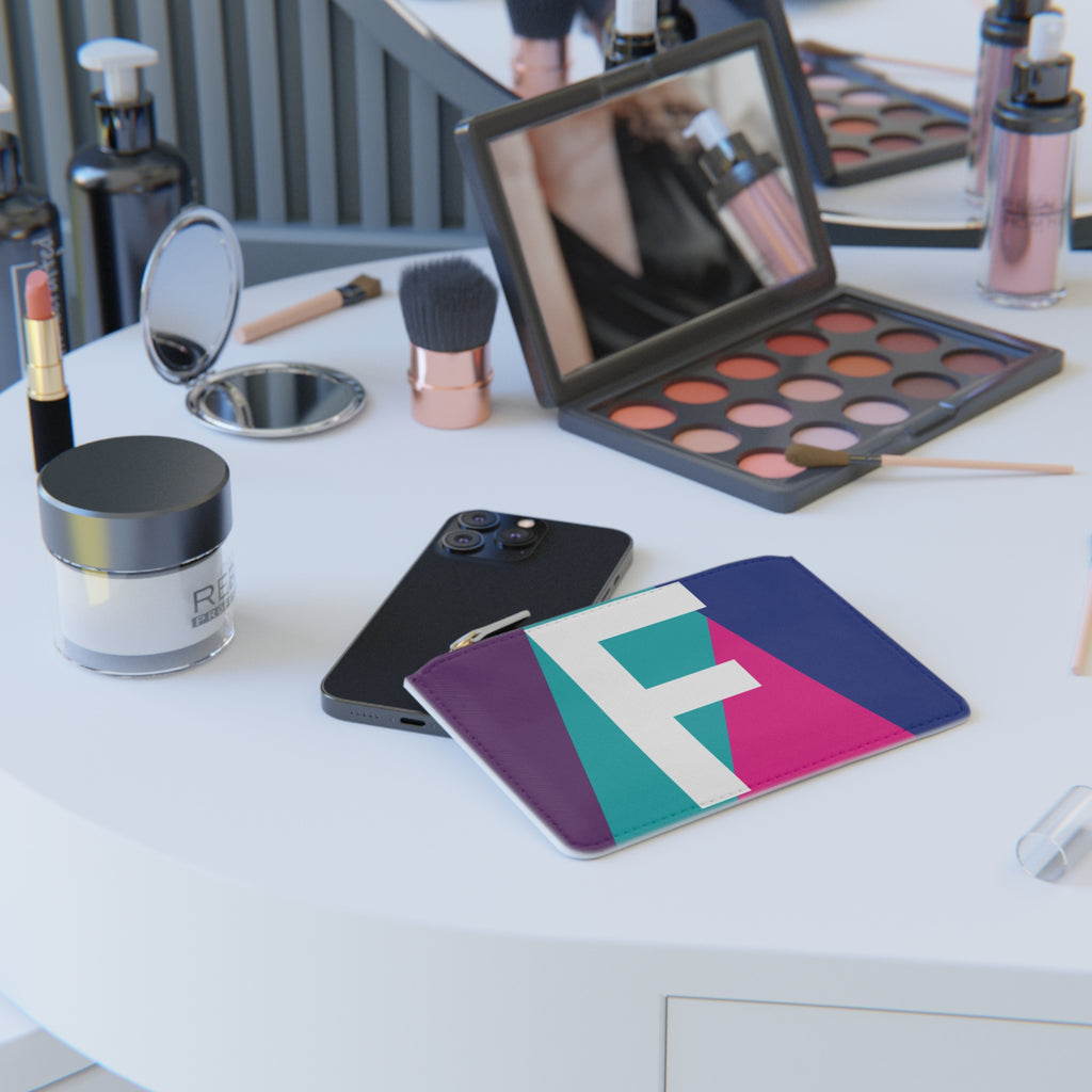 Initial F Mini Clutch — Colorblock Monogram Wristlet Wallet