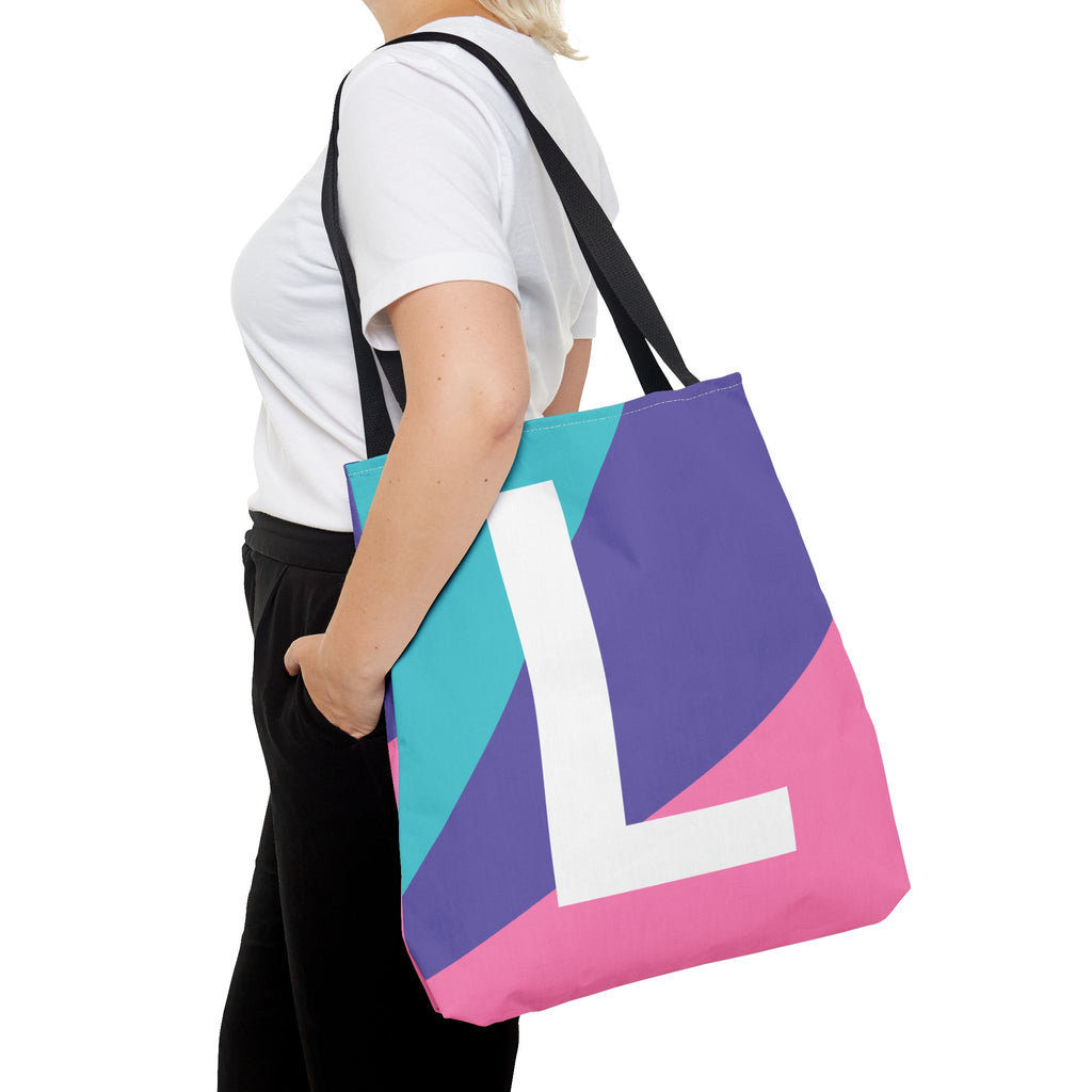 Monogram 'L' Colorblock Tote Bag — Personalized Initial L Shoulder Tote