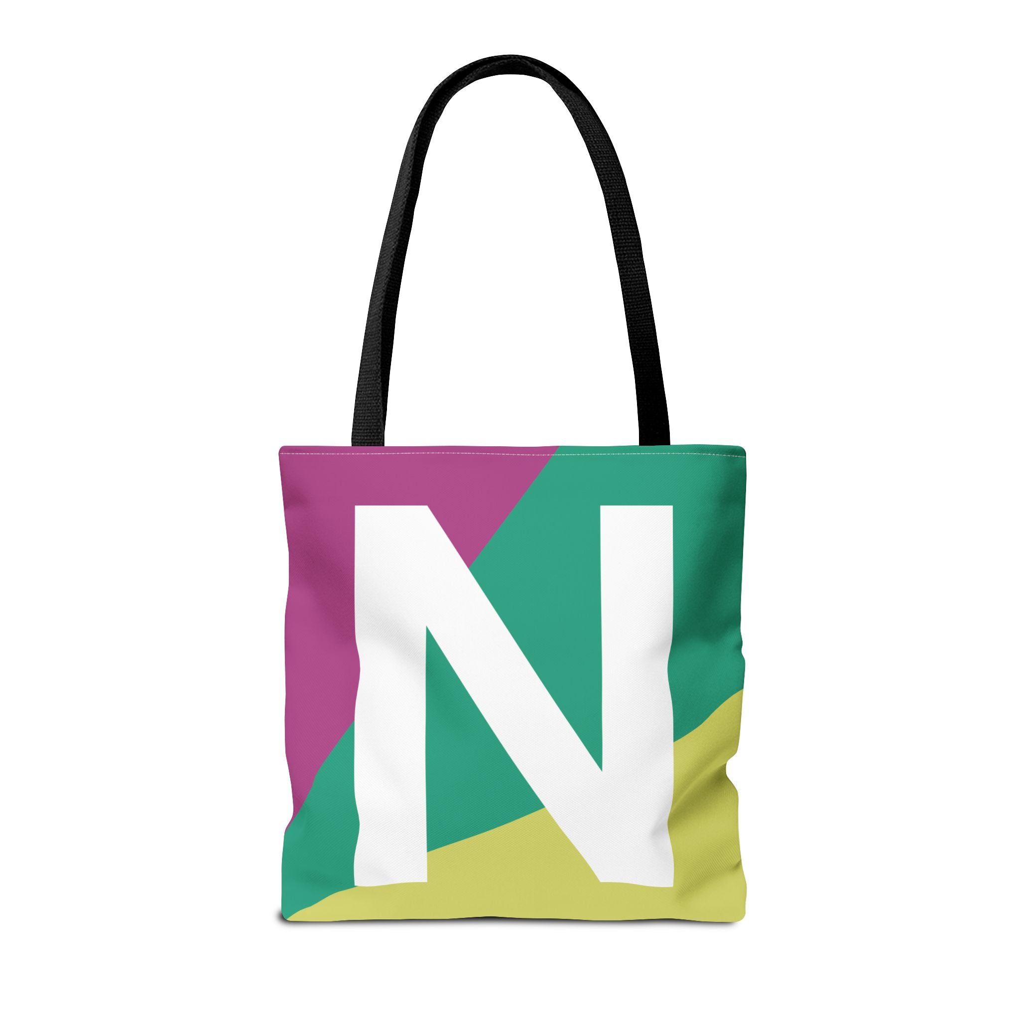 Monogram 'N' Colorblock Tote Bag — Personalized Initial N Shoulder Tote