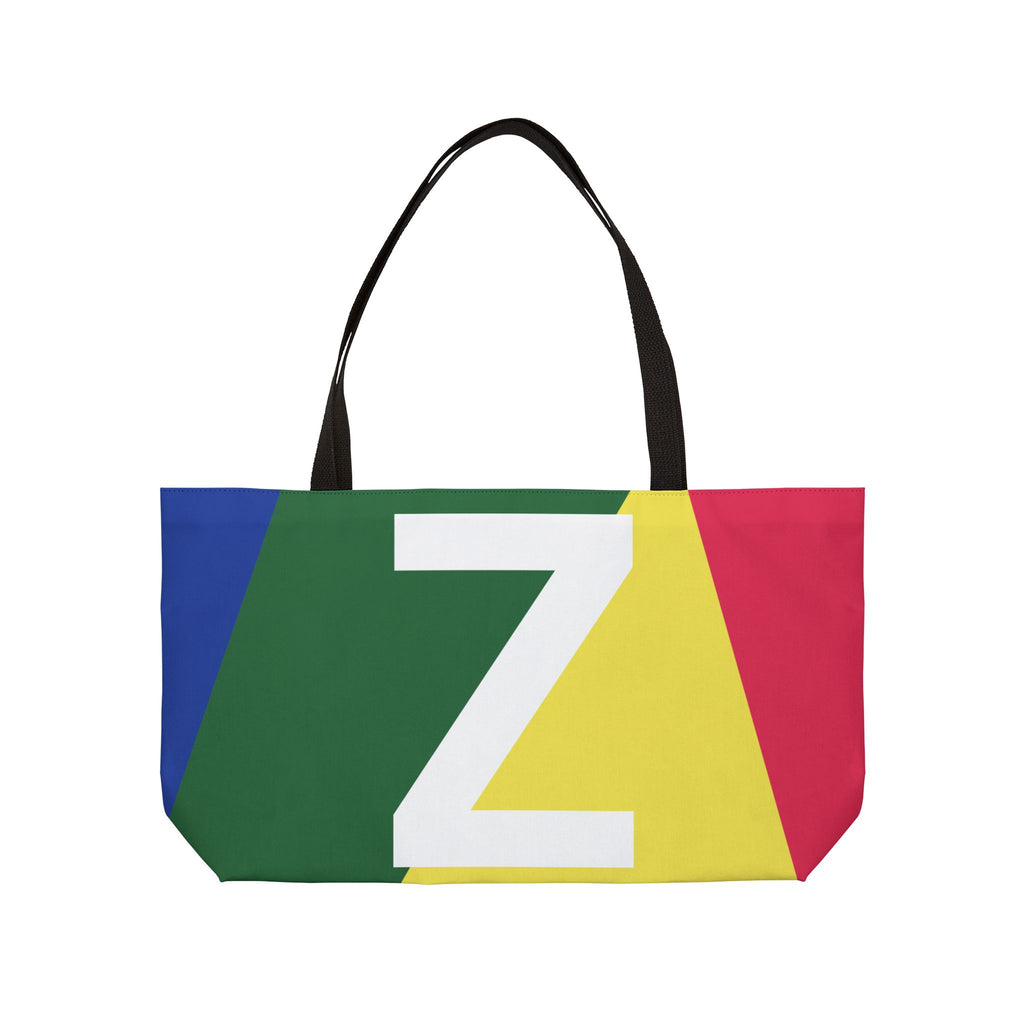 Personalized 'Z' Colorblock Tote Bag — Monogram Weekender Tote