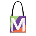 Monogram 'M' Colorblock Tote Bag — Personalized Initial M Shoulder Tote