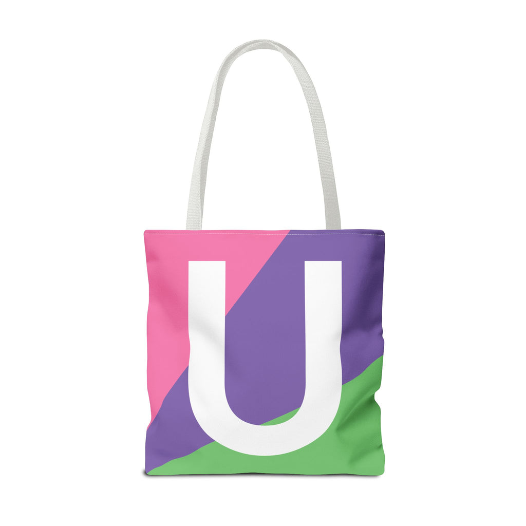 Monogram 'U' Colorblock Tote Bag — Personalized Initial U Shoulder Tote