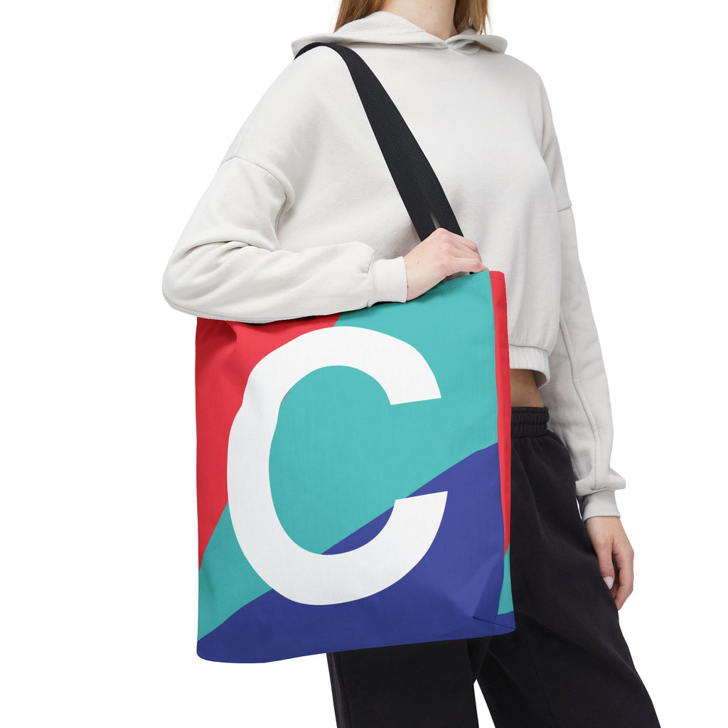 Monogram 'C' Colorblock Tote Bag — Personalized Initial C Shoulder Tote