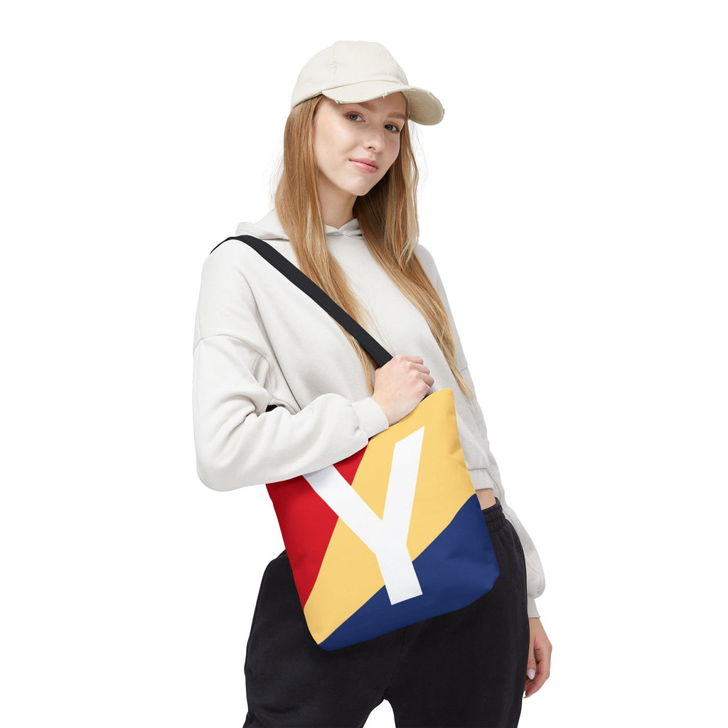Monogram 'Y' Colorblock Tote Bag — Personalized Initial Y Shoulder Tote