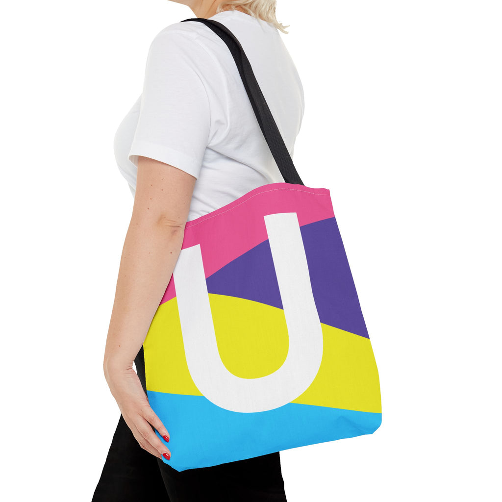 Monogram 'U' Colorblock Tote Bag — Personalized Initial U Shoulder Tote