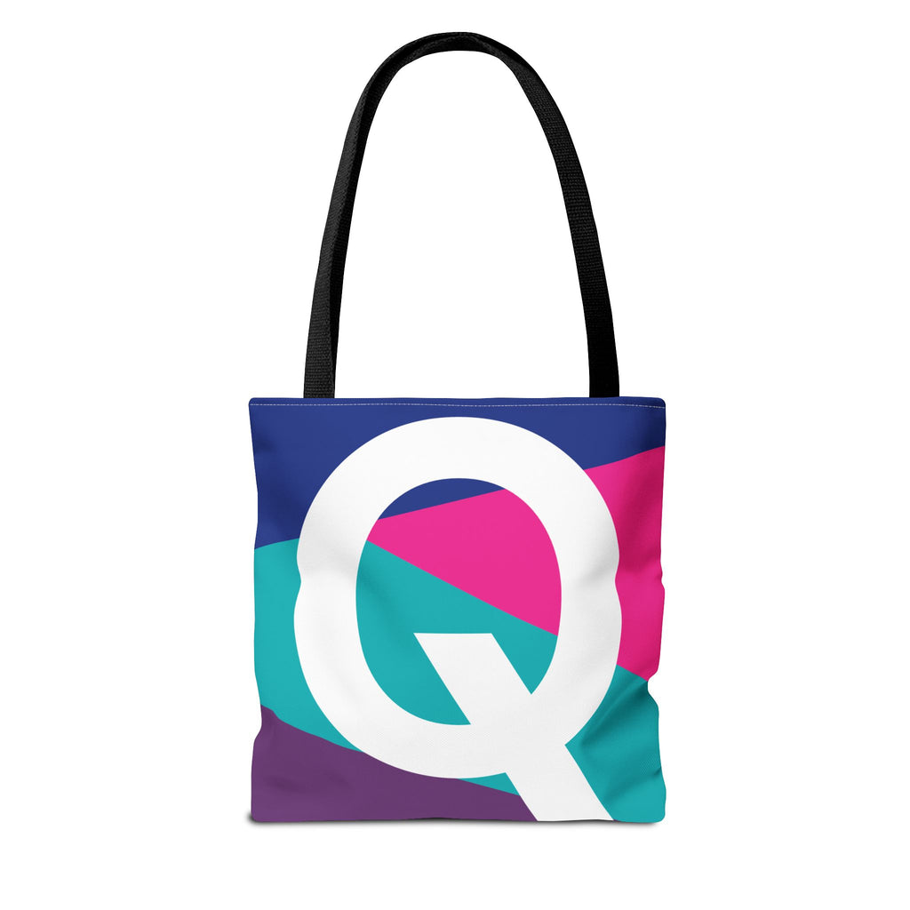 Monogram 'Q' Colorblock Tote Bag — Personalized Initial Q Shoulder Tote