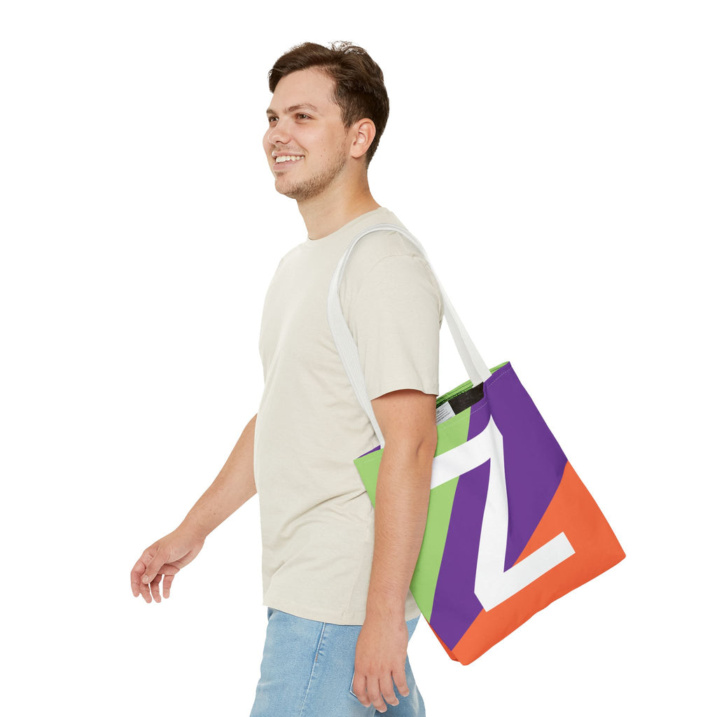 Monogram 'Z' Colorblock Tote Bag — Personalized Initial Z Shoulder Tote