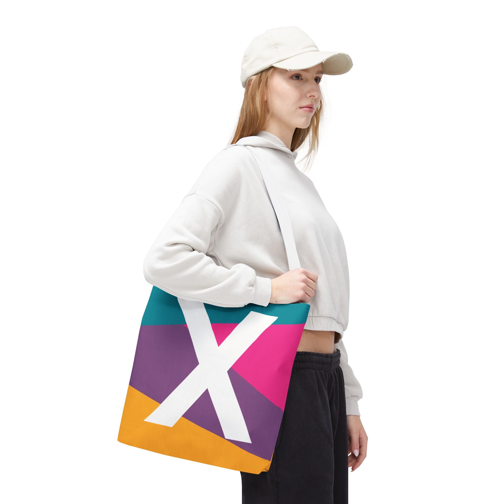 Monogram 'X' Colorblock Tote Bag — Personalized Initial X Shoulder Tote