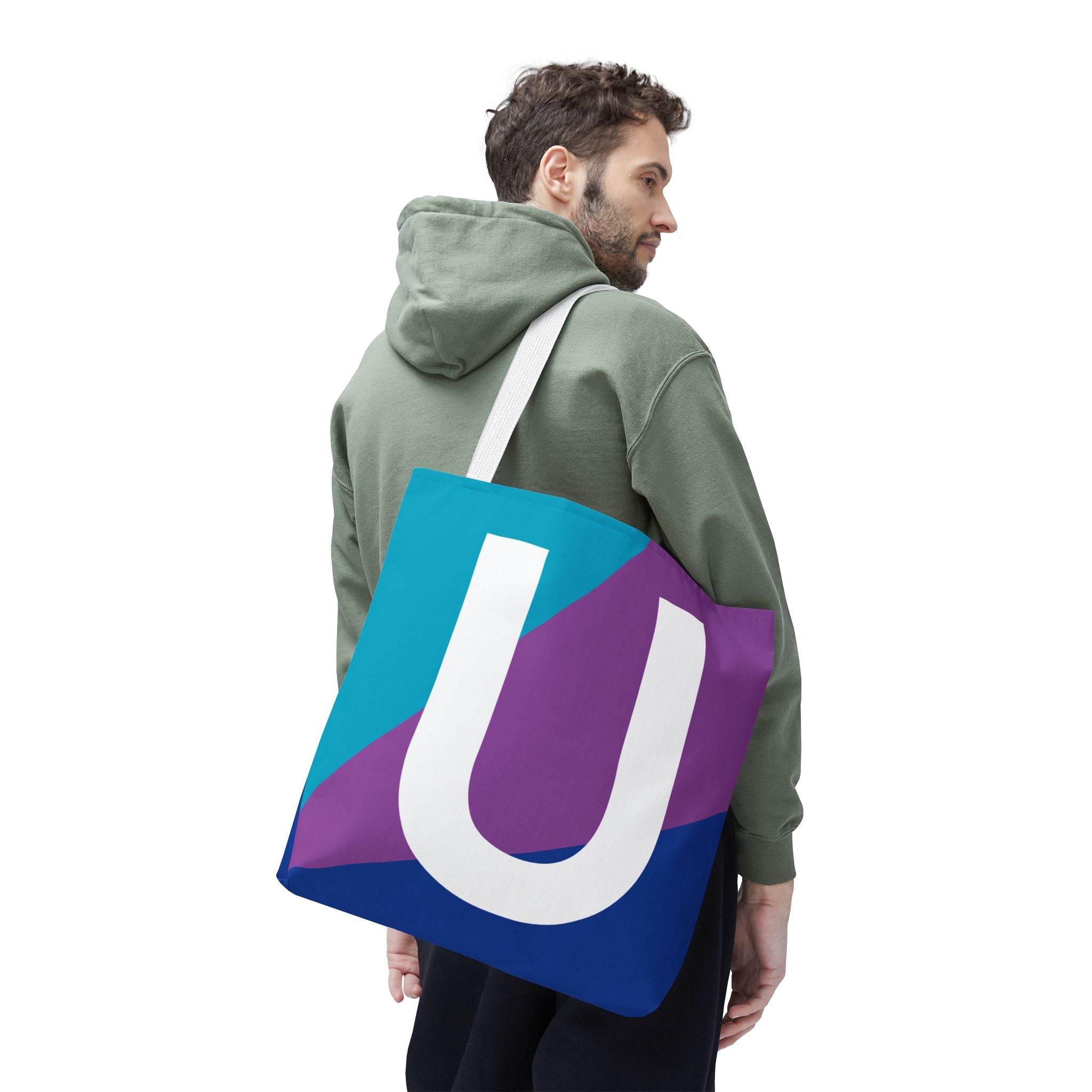 Monogram 'U' Colorblock Tote Bag — Personalized Initial U Shoulder Tote