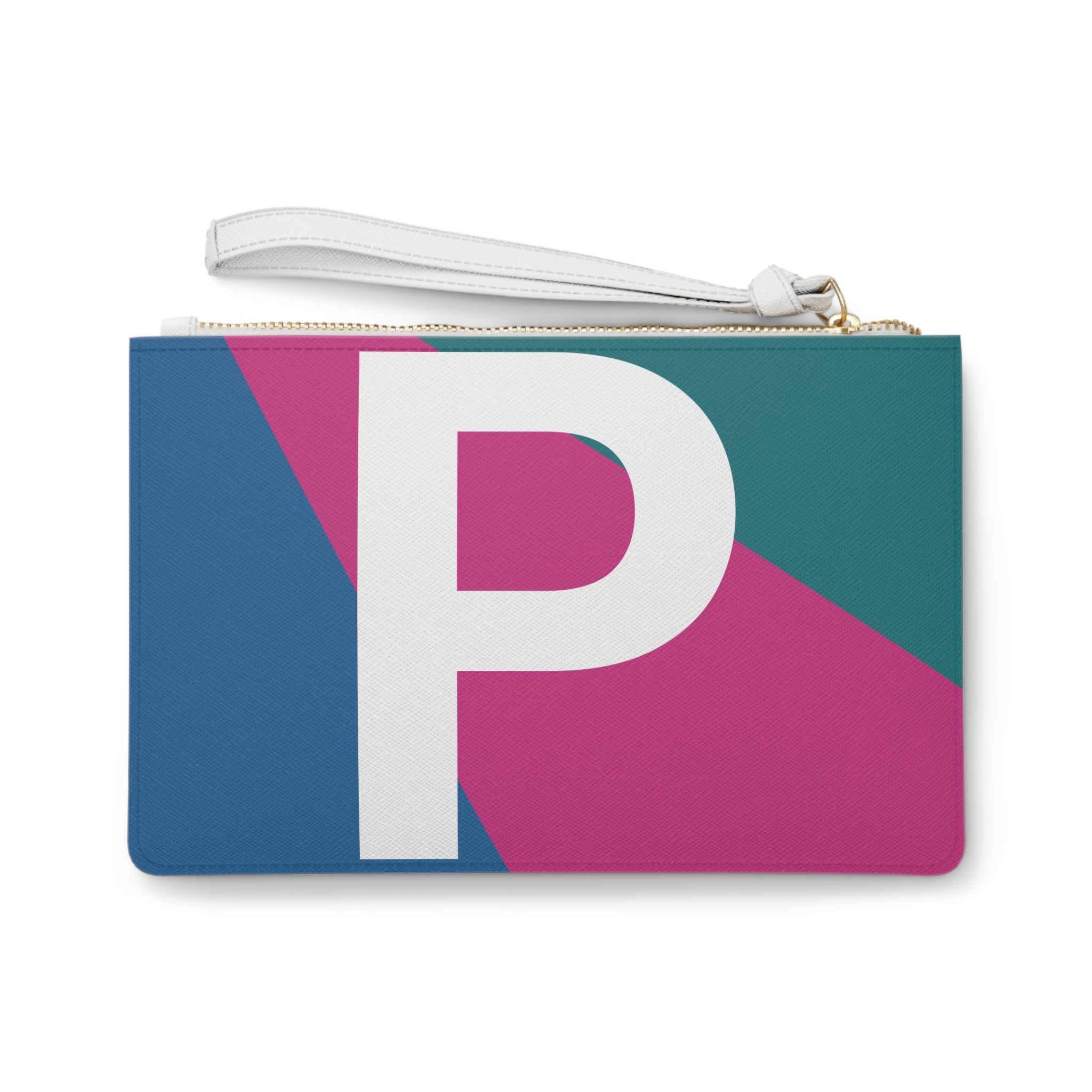 Monogram 'P' Colorblock Clutch Bag — Bold Geometric Wristlet for Everyday & Gifts