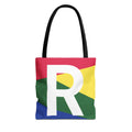 Monogram 'R' Colorblock Tote Bag — Personalized Initial R Shoulder Tote