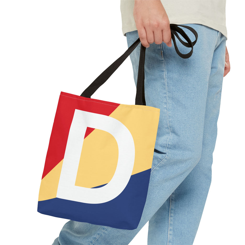 Monogram 'D' Colorblock Tote Bag — Personalized Initial D Shoulder Tote