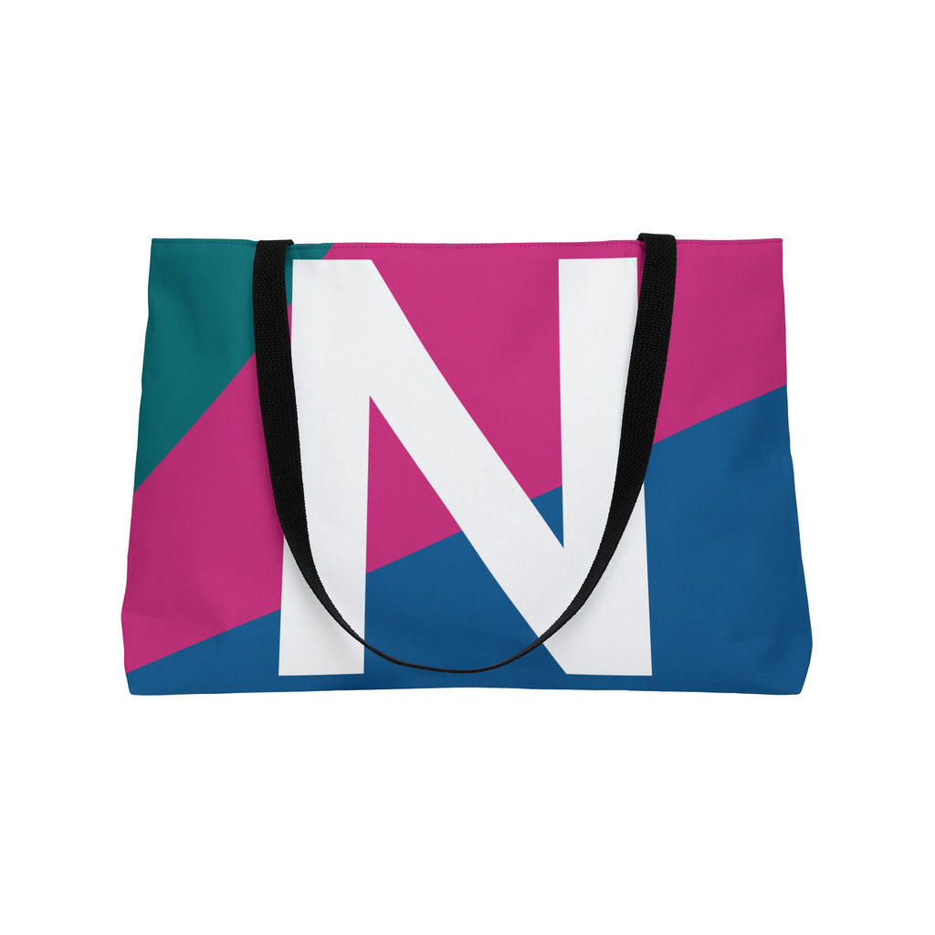Personalized 'N' Colorblock Tote Bag — Monogram Weekender Tote