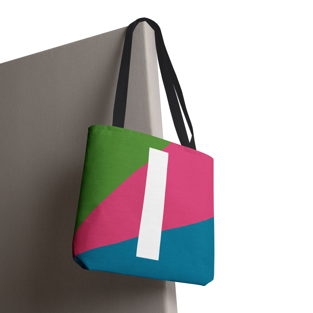 Monogram 'I' Colorblock Tote Bag — Personalized Initial I Shoulder Tote