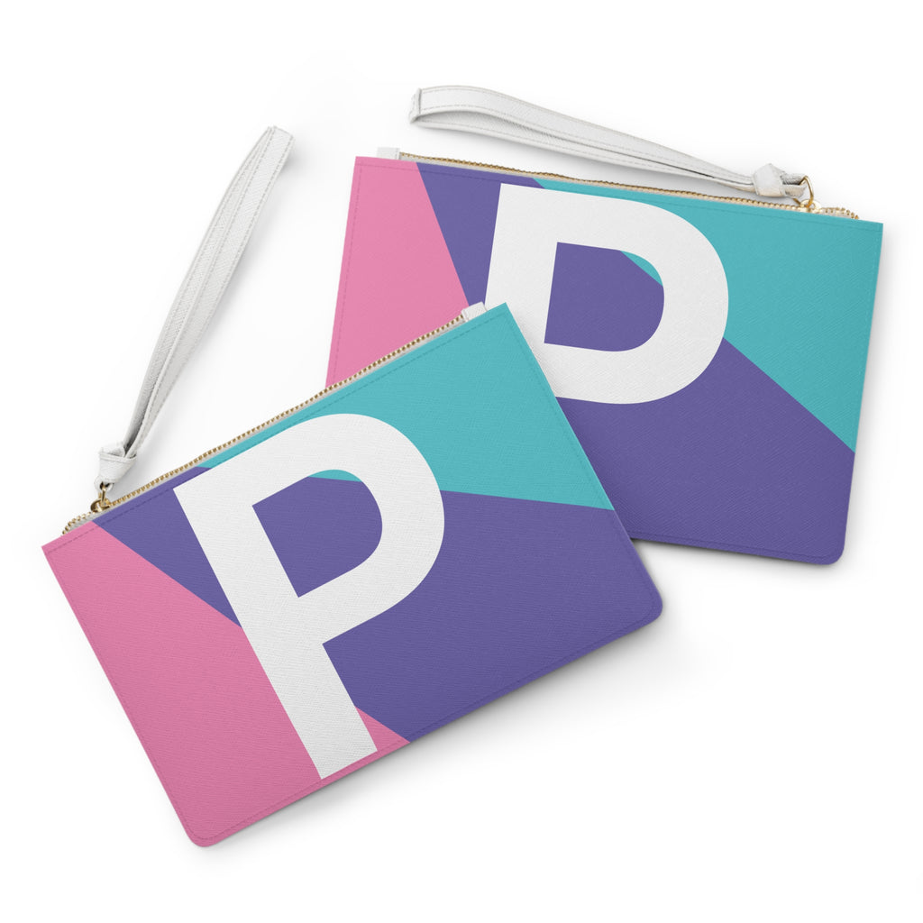 Monogram 'P' Colorblock Clutch Bag — Bold Geometric Wristlet for Everyday & Gifts