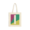 Initial I Colorblock Canvas Tote Bag — Monogram Letter I Reusable Grocery Tote