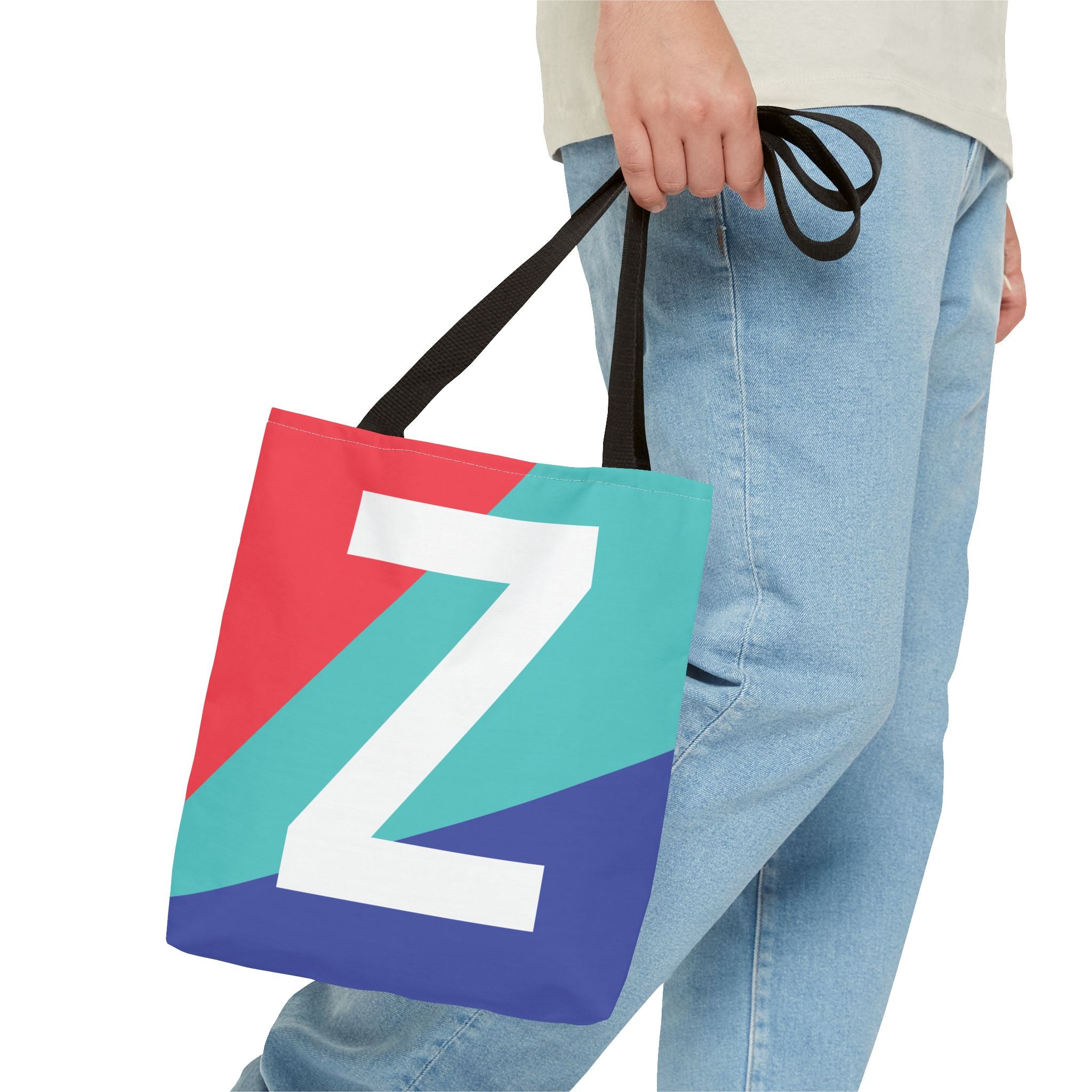 Monogram 'Z' Colorblock Tote Bag — Personalized Initial Z Shoulder Tote
