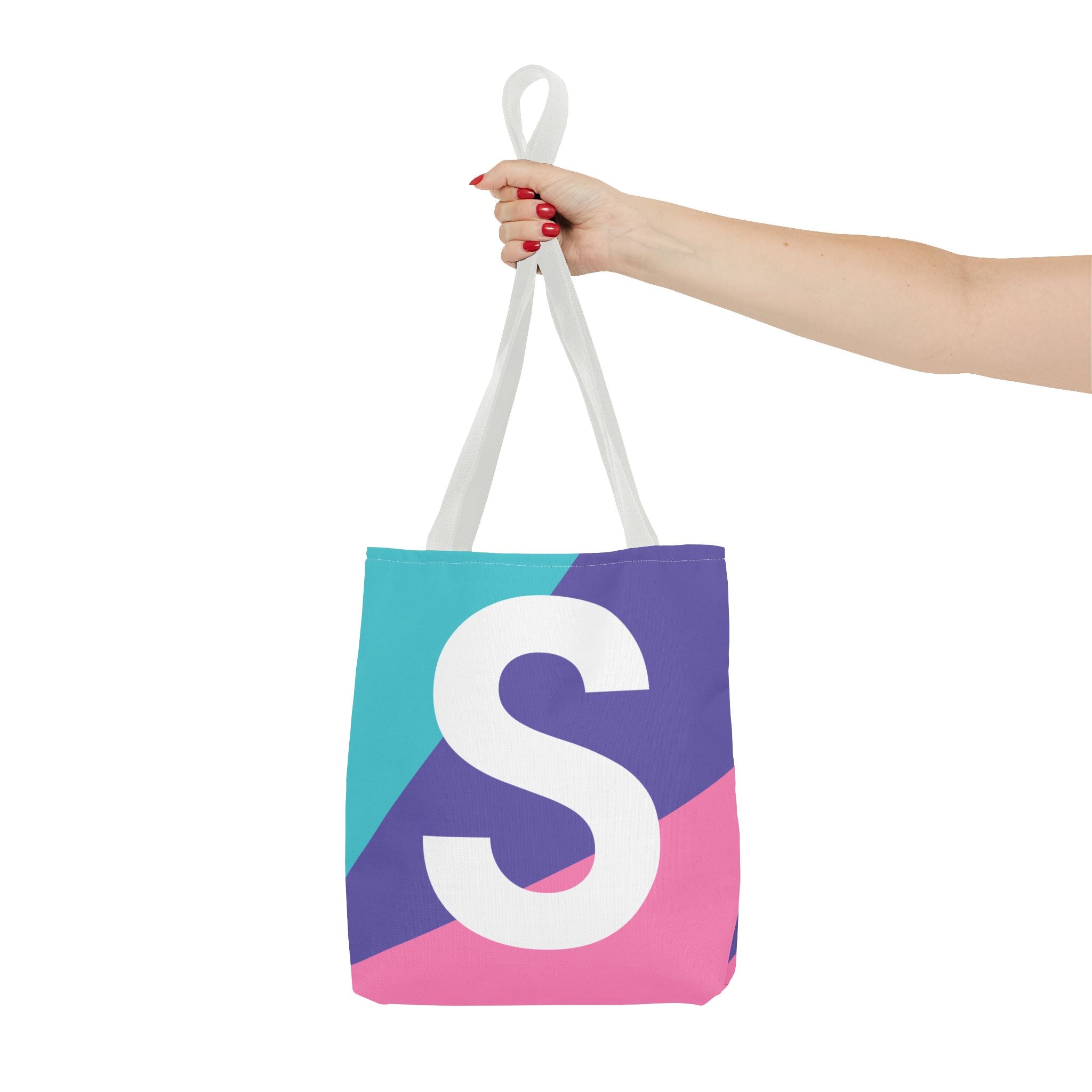 Monogram 'S' Colorblock Tote Bag — Personalized Initial S Shoulder Tote