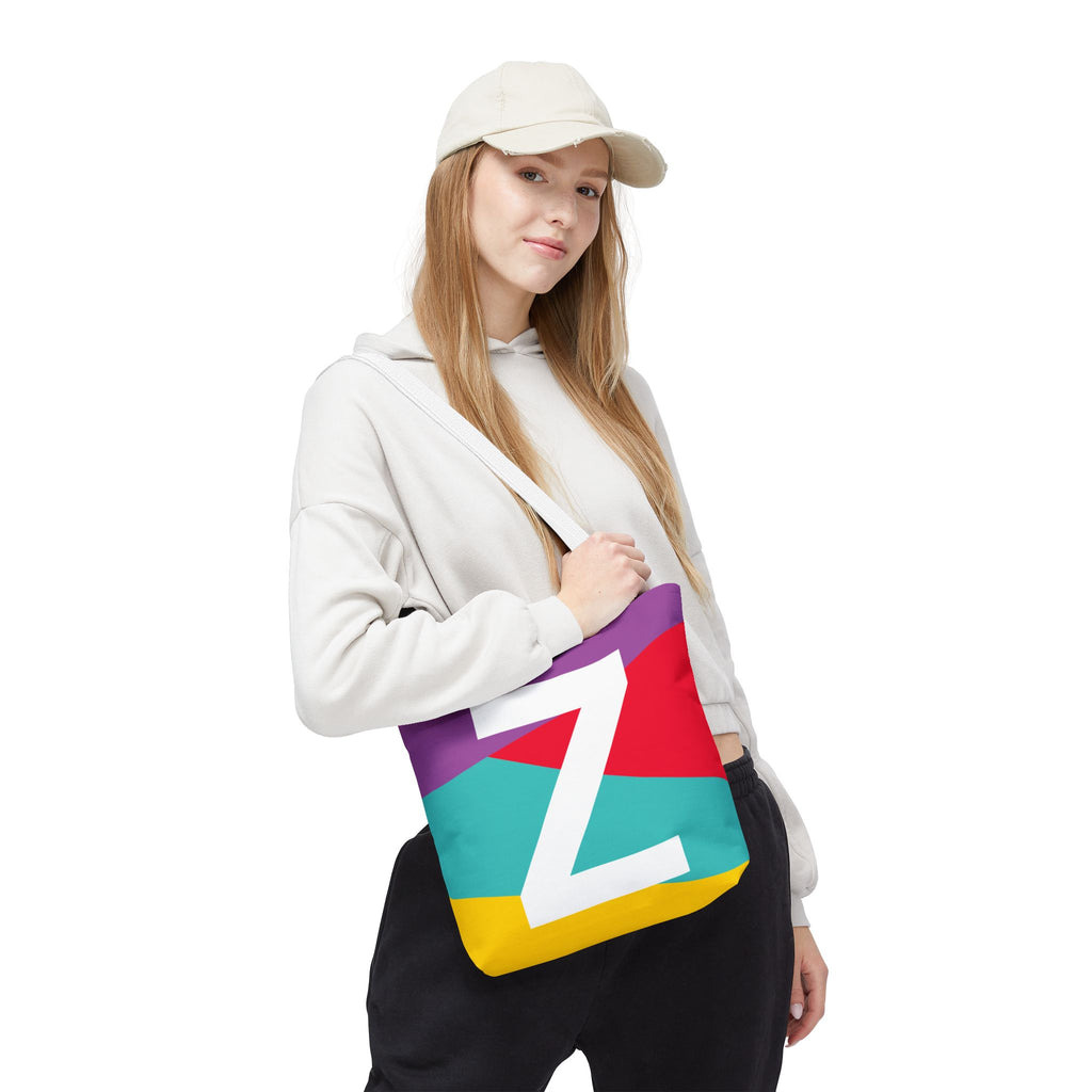 Monogram 'Z' Colorblock Tote Bag — Personalized Initial Z Shoulder Tote