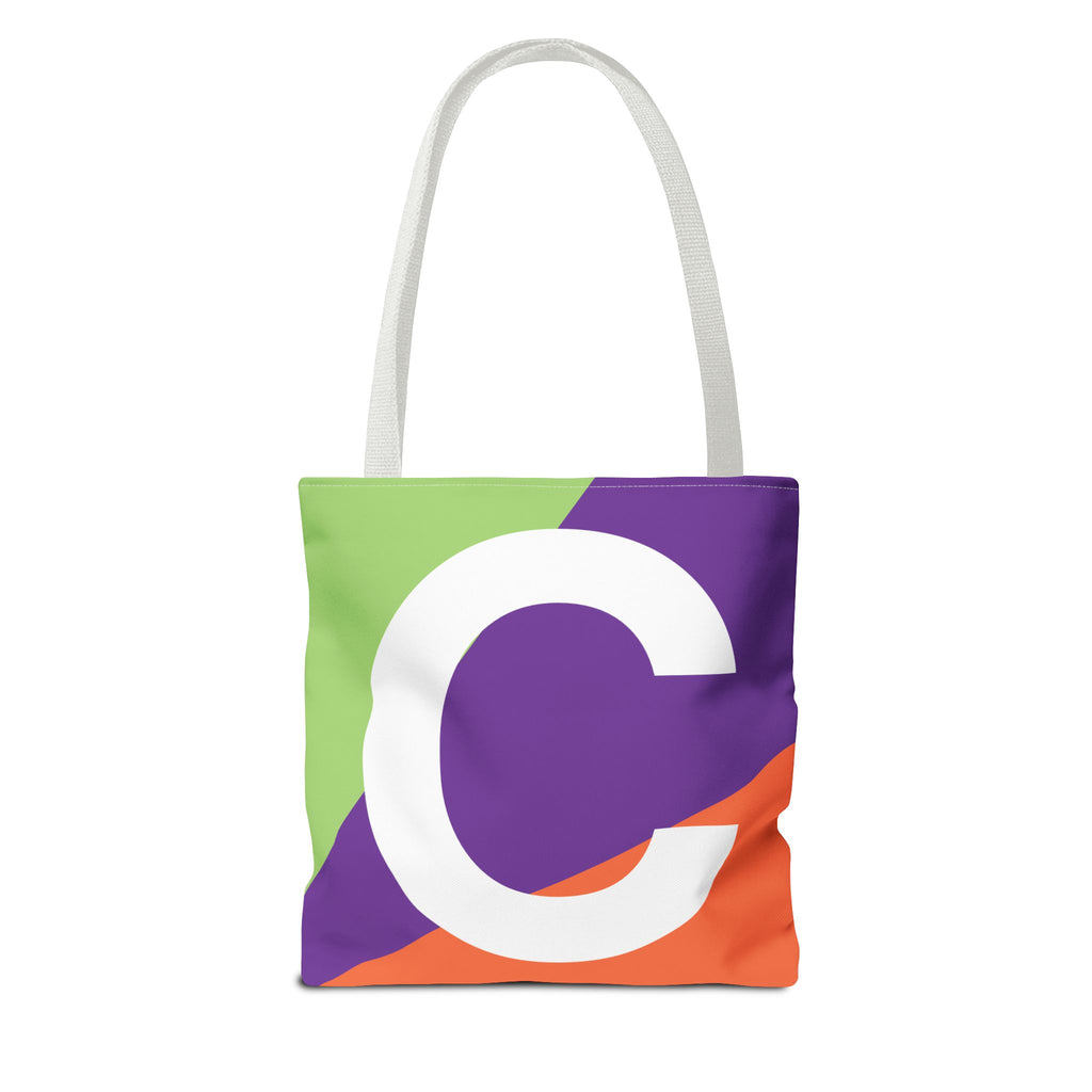 Monogram 'C' Colorblock Tote Bag — Personalized Initial C Shoulder Tote