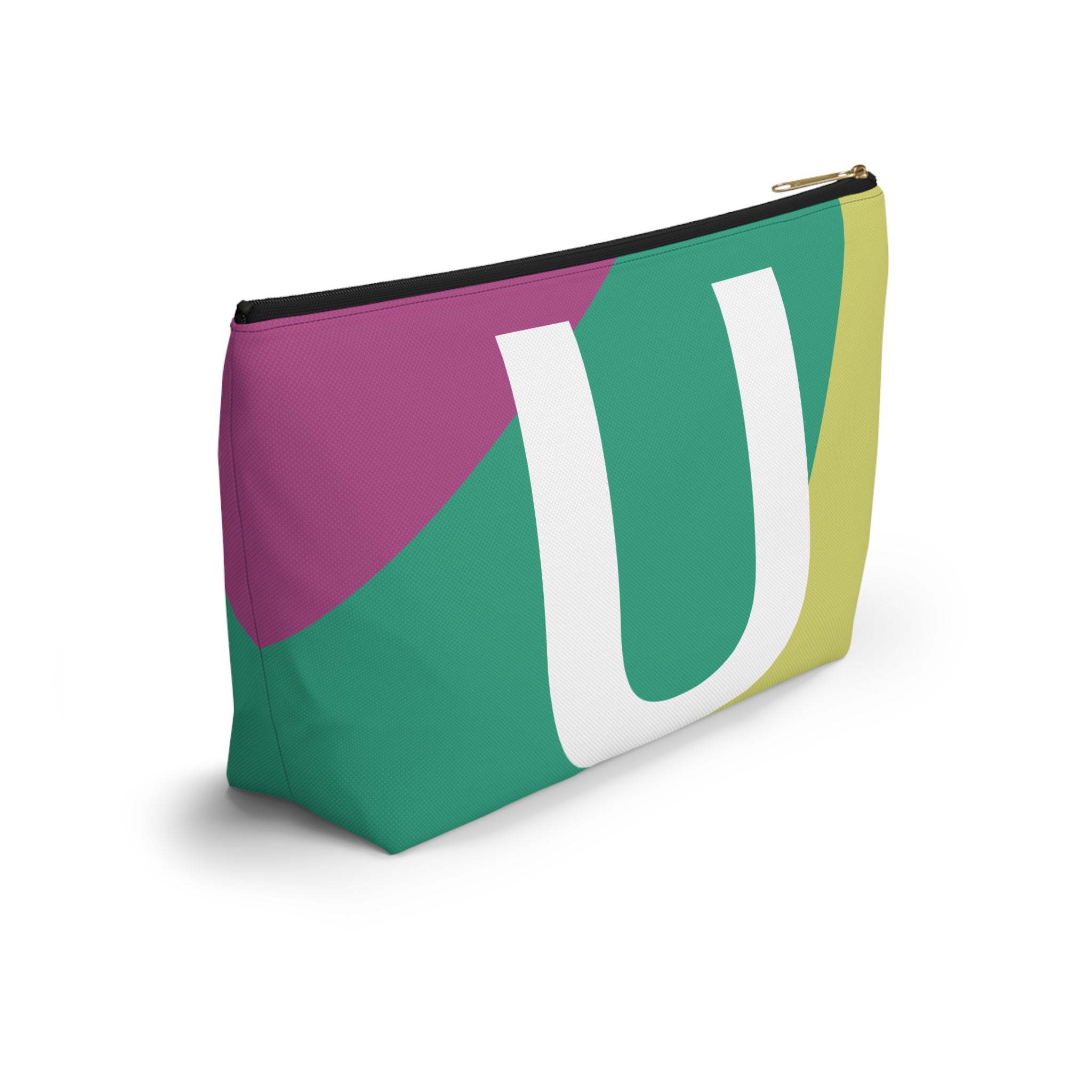 Initials Colorblock Accessory Pouch — Monogram U T-Bottom Cosmetic Bag