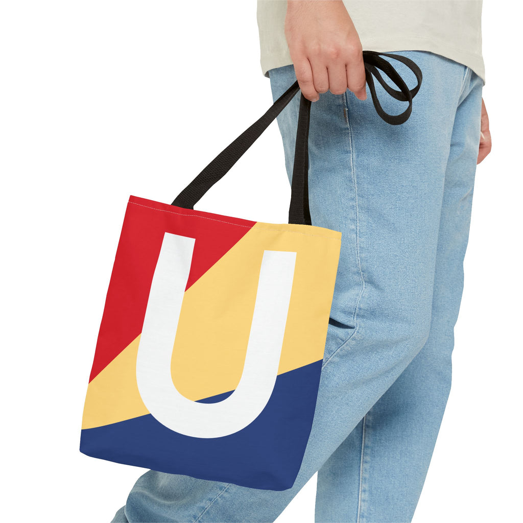 Monogram 'U' Colorblock Tote Bag — Personalized Initial U Shoulder Tote