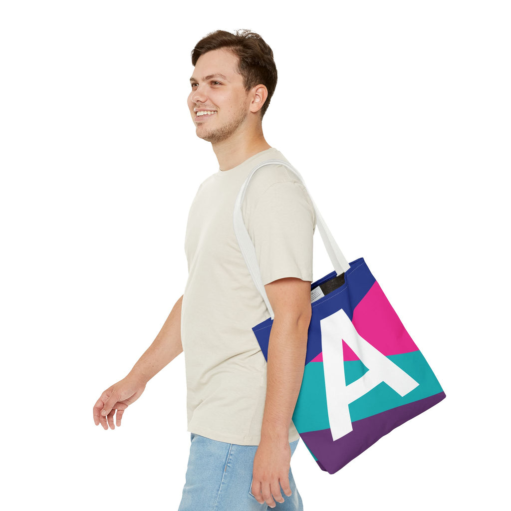 Monogram 'A' Colorblock Tote Bag — Personalized Initial A Shoulder Tote