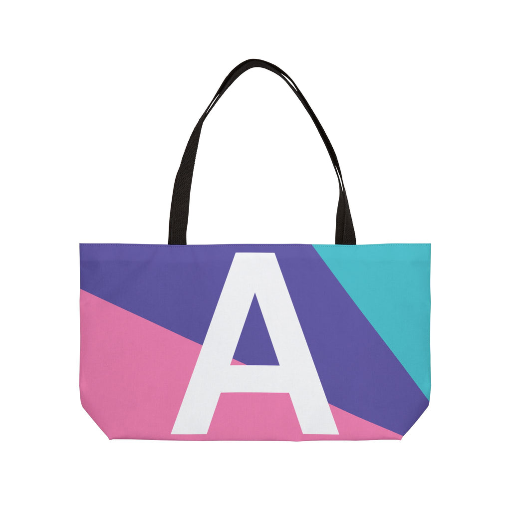 Personalized 'A' Colorblock Tote Bag — Monogram Weekender Tote