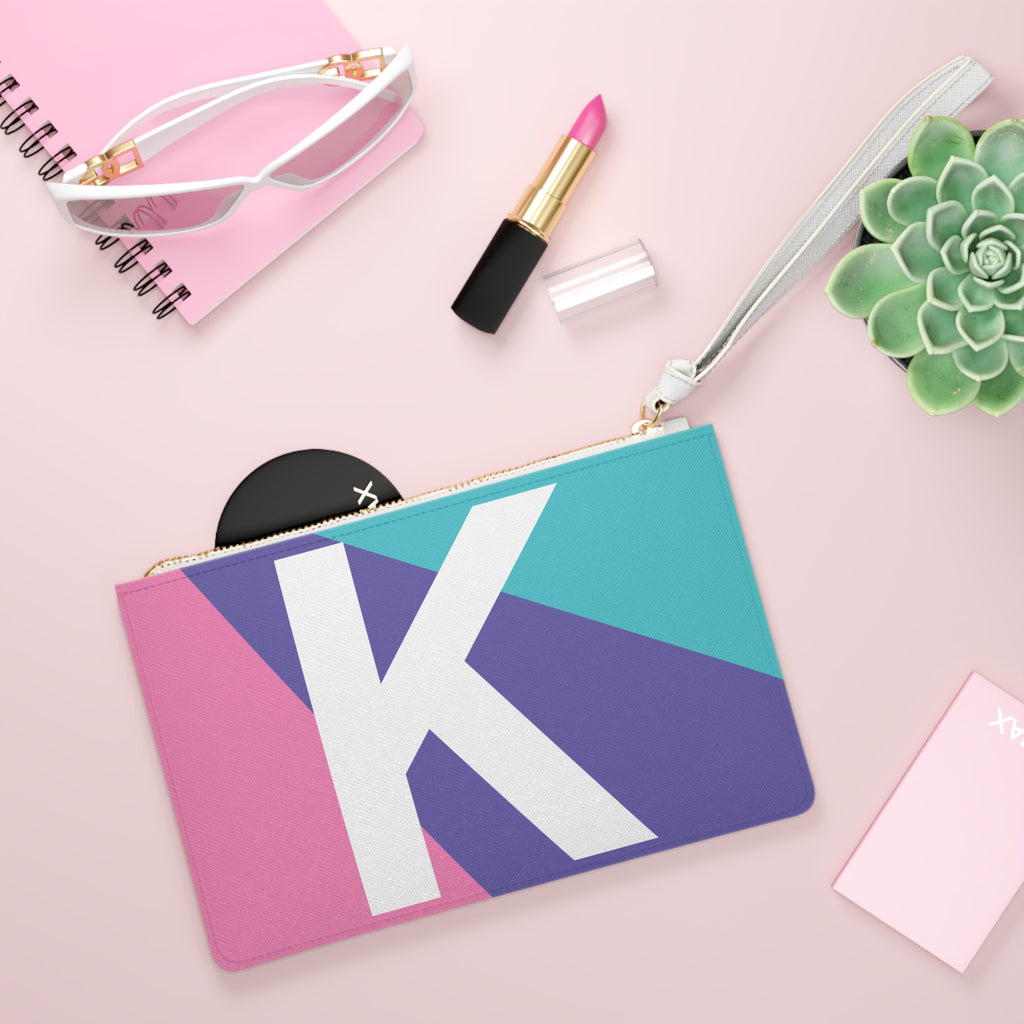 Monogram 'K' Colorblock Clutch Bag — Bold Geometric Wristlet for Everyday & Gifts