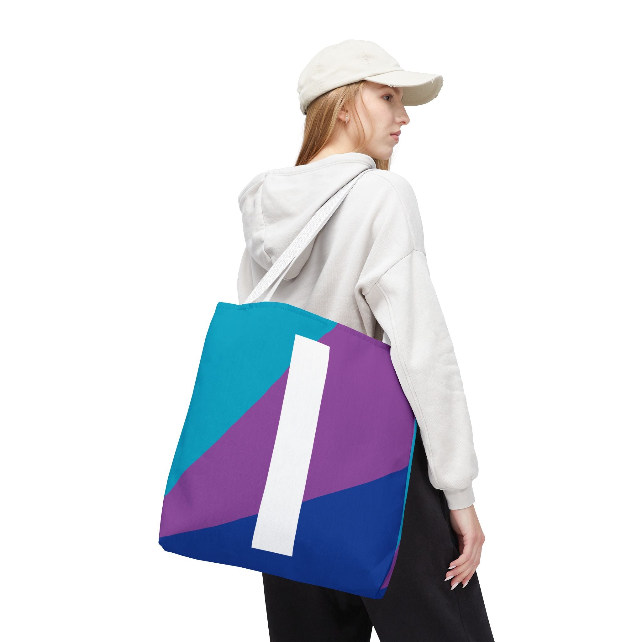 Monogram 'I' Colorblock Tote Bag — Personalized Initial I Shoulder Tote