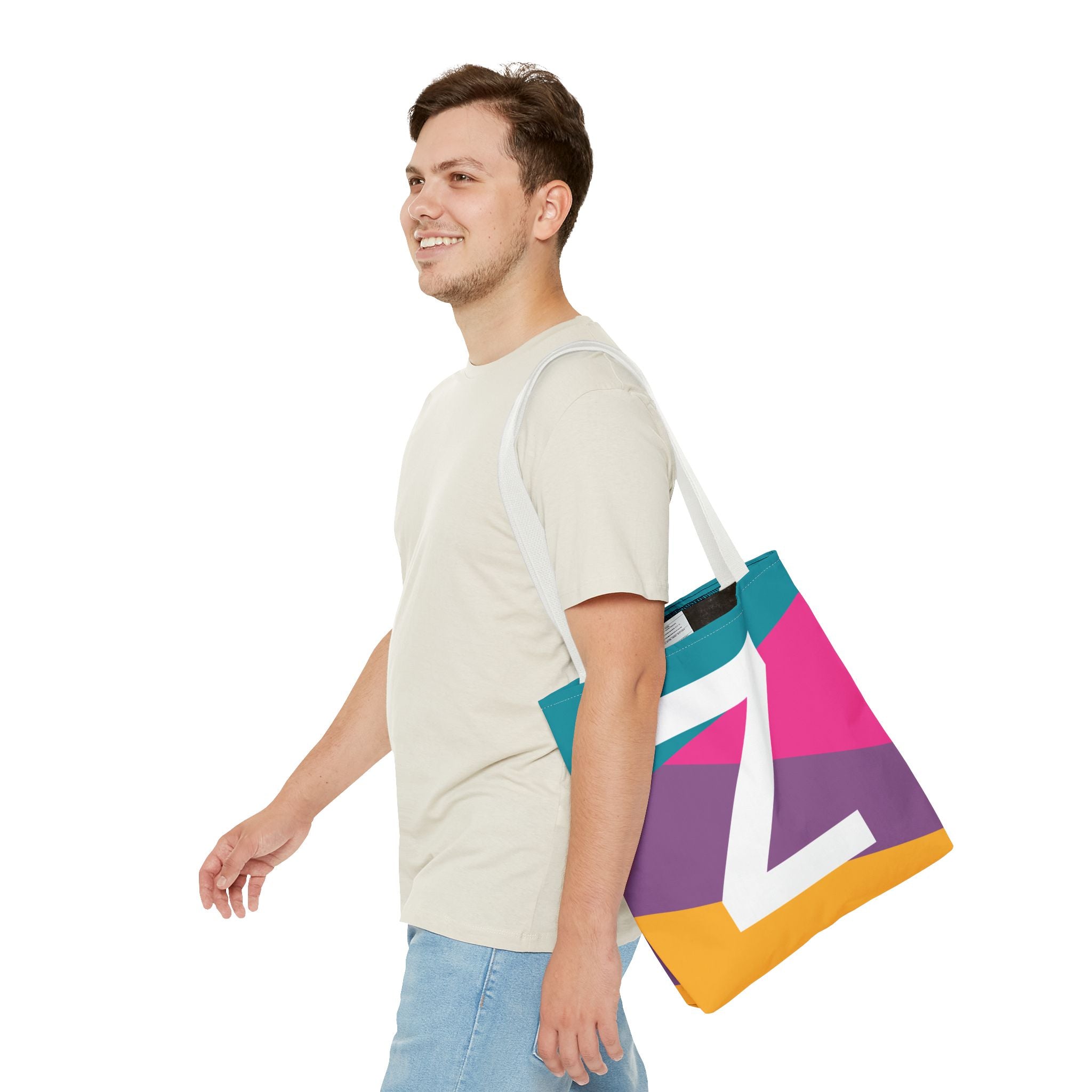 Monogram 'Z' Colorblock Tote Bag — Personalized Initial Z Shoulder Tote