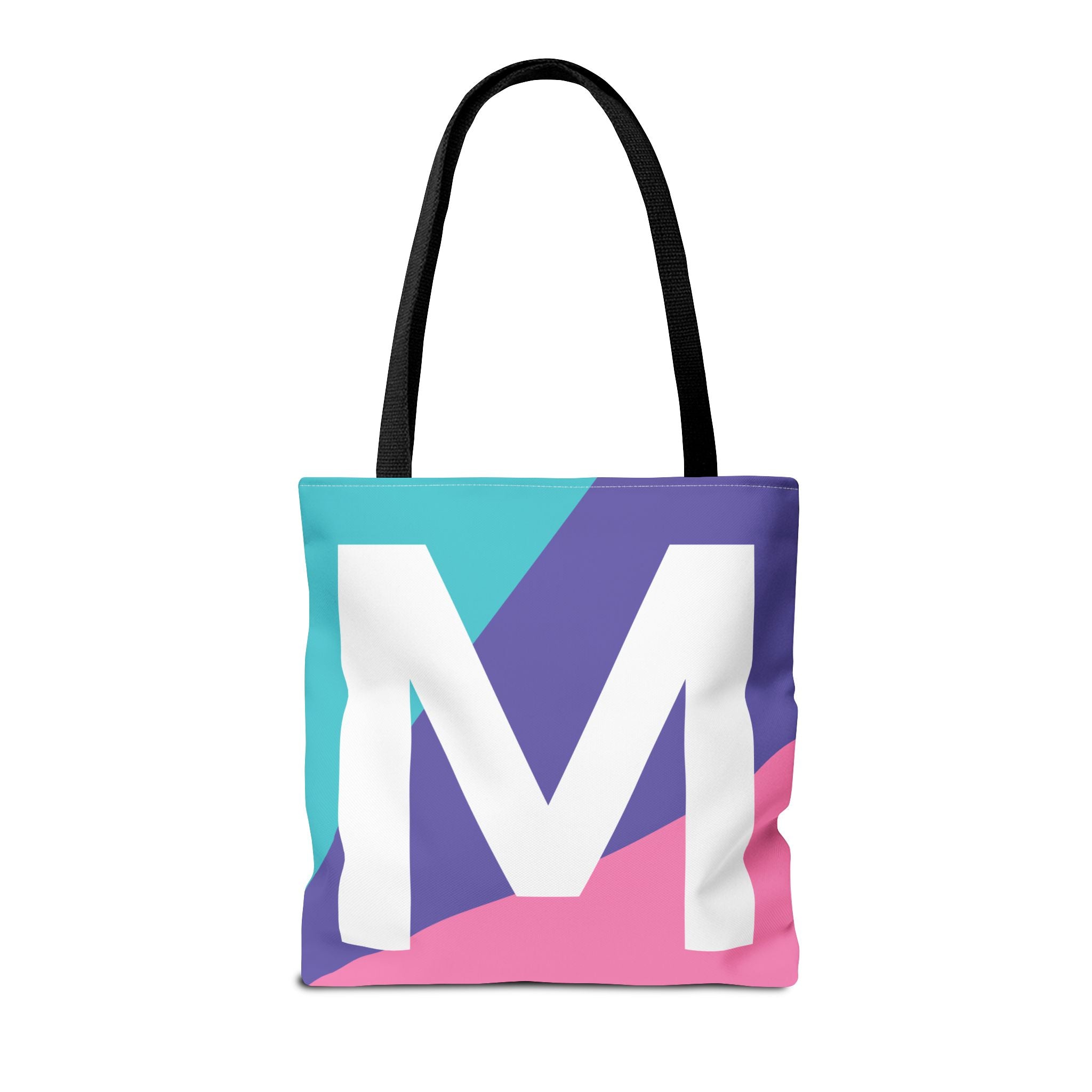 Monogram 'M' Colorblock Tote Bag — Personalized Initial M Shoulder Tote