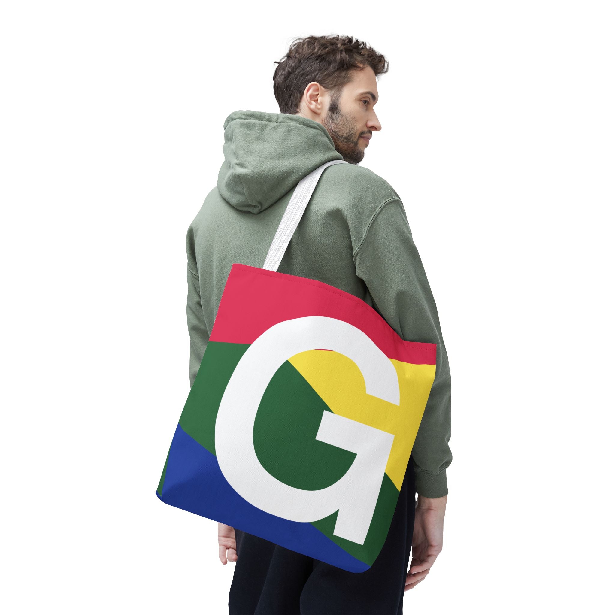 Monogram 'G' Colorblock Tote Bag — Personalized Initial G Shoulder Tote