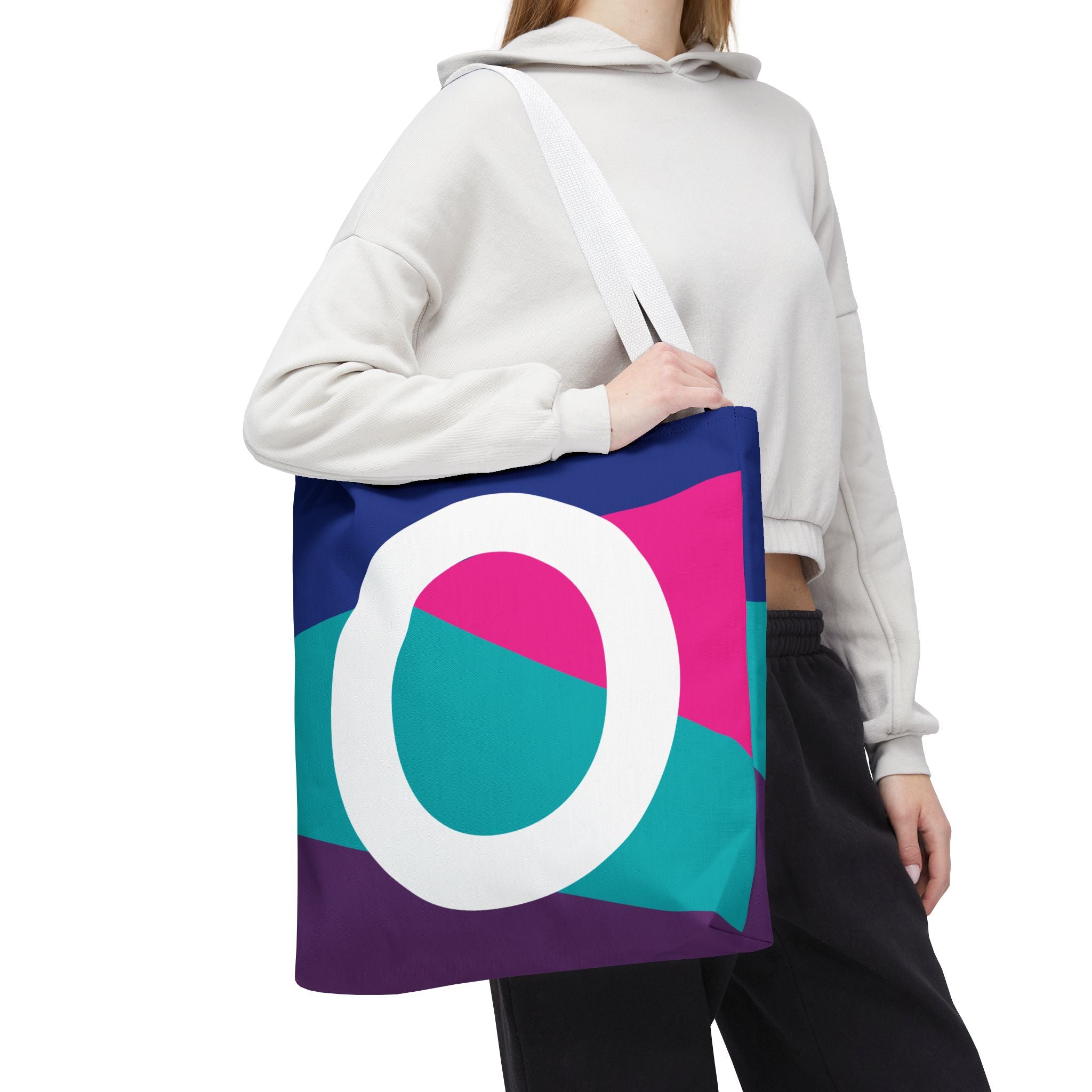 Monogram 'O' Colorblock Tote Bag — Personalized Initial O Shoulder Tote
