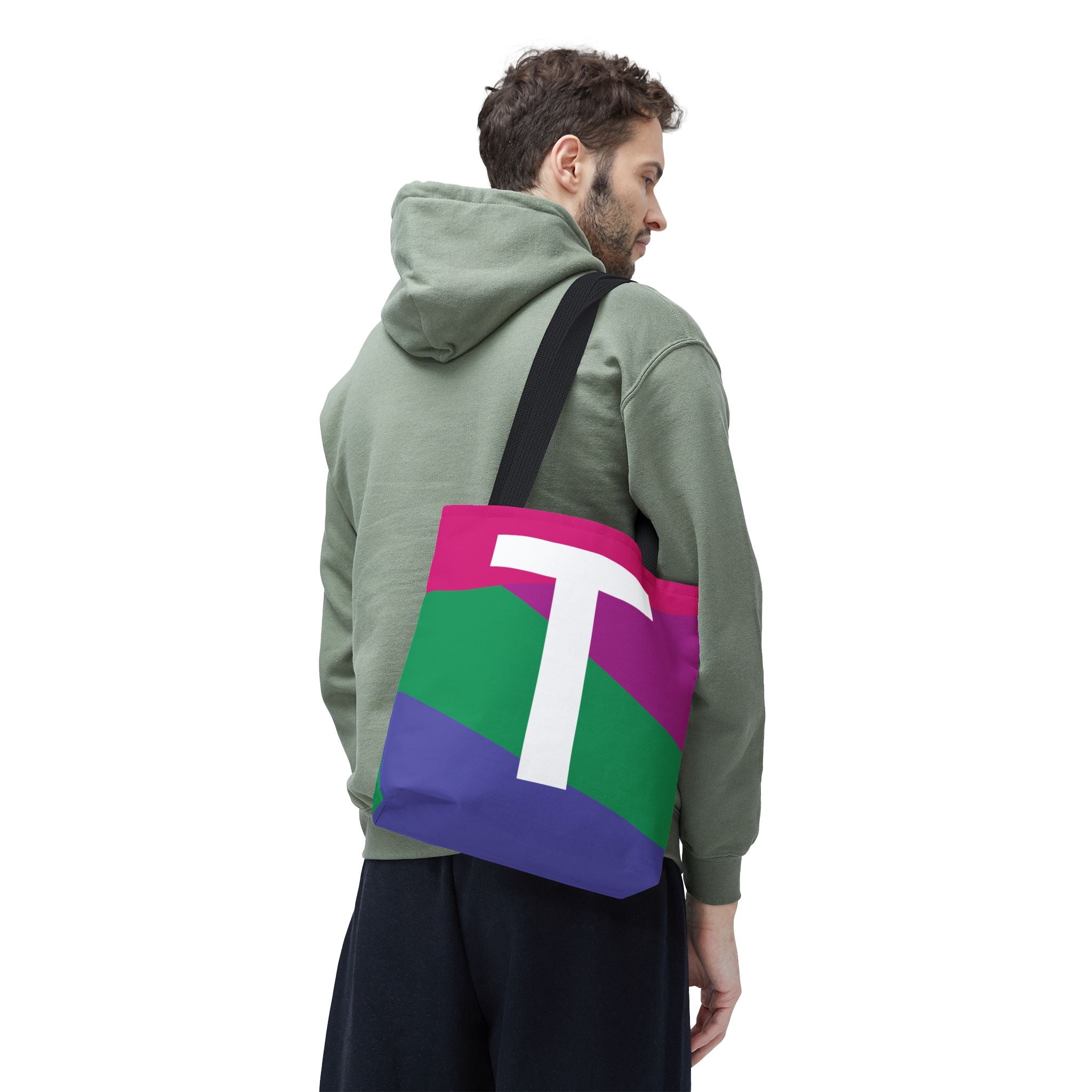 Monogram 'T' Colorblock Tote Bag — Personalized Initial T Shoulder Tote