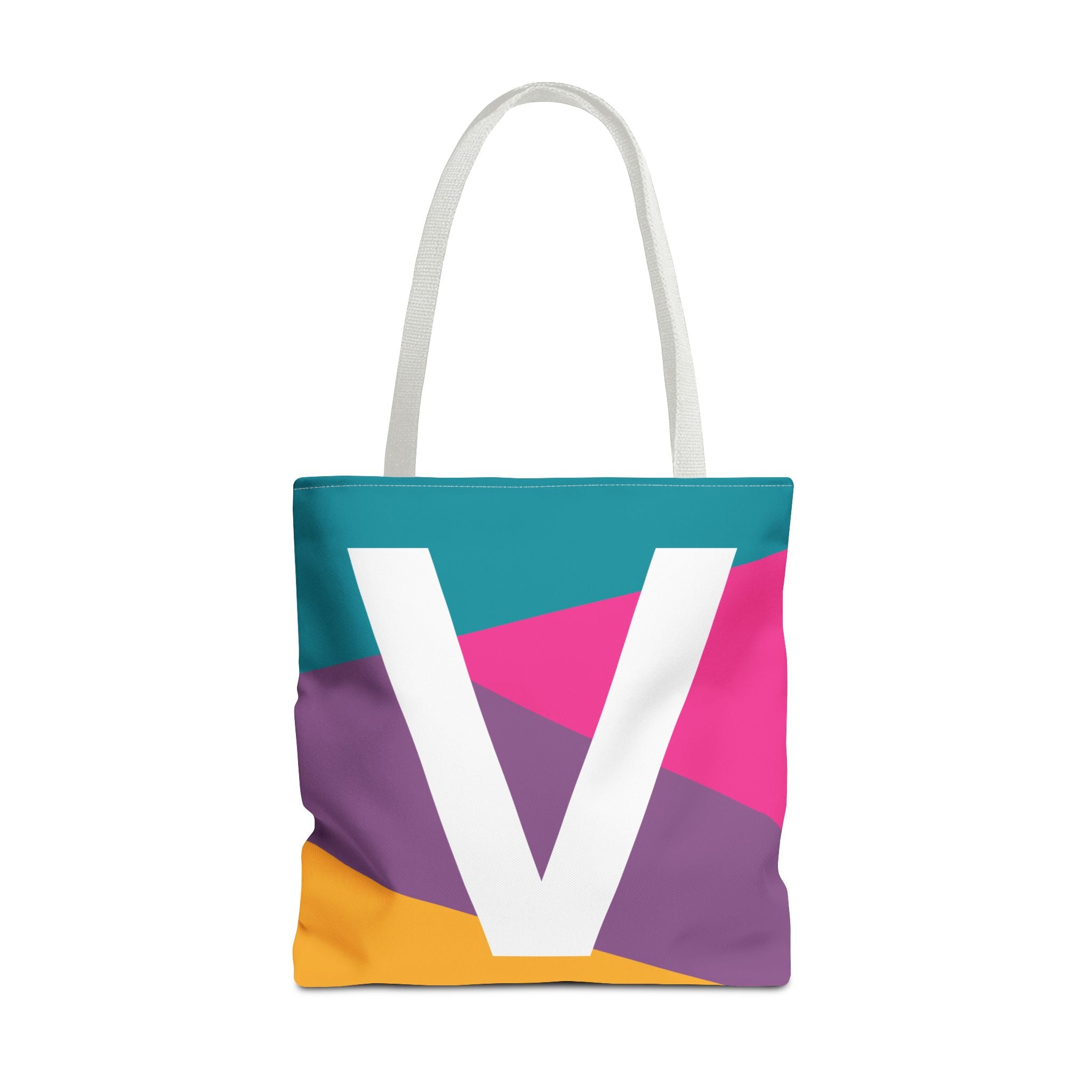 Monogram 'V' Colorblock Tote Bag — Personalized Initial V Shoulder Tote