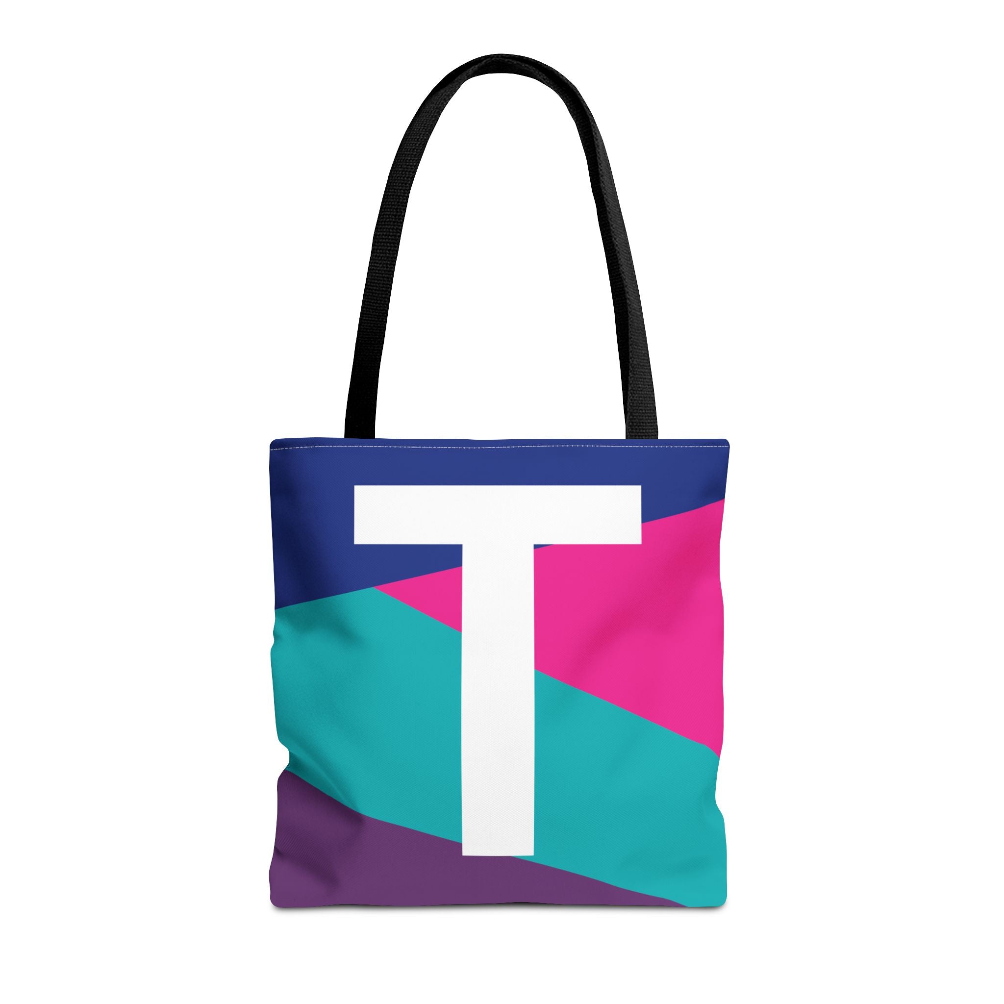 Monogram 'T' Colorblock Tote Bag — Personalized Initial T Shoulder Tote