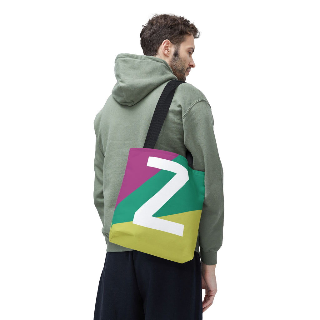 Monogram 'Z' Colorblock Tote Bag — Personalized Initial Z Shoulder Tote
